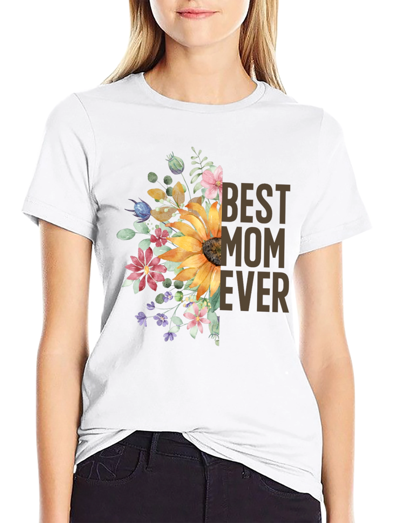 Best Mom Ever Floral Graphic Tee