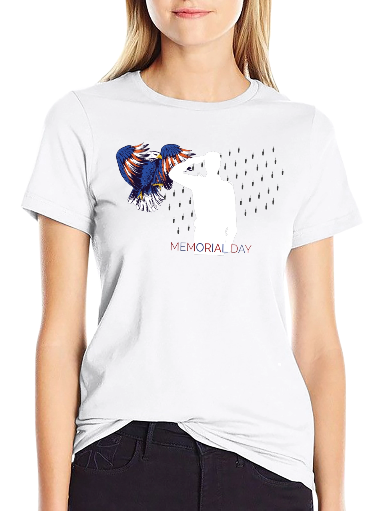 Memorial Day Eagle Graphic T-Shirt