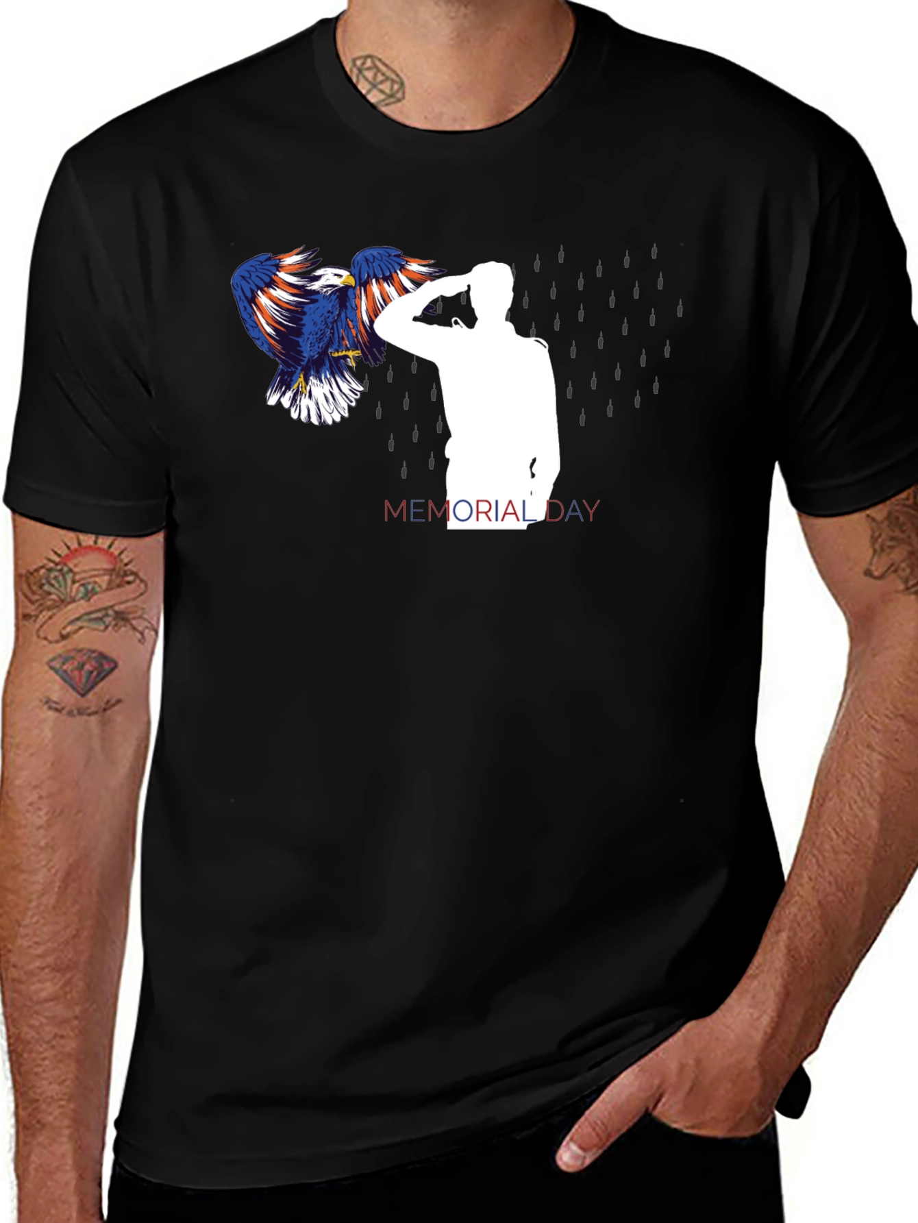 Memorial Day Eagle Graphic T-Shirt