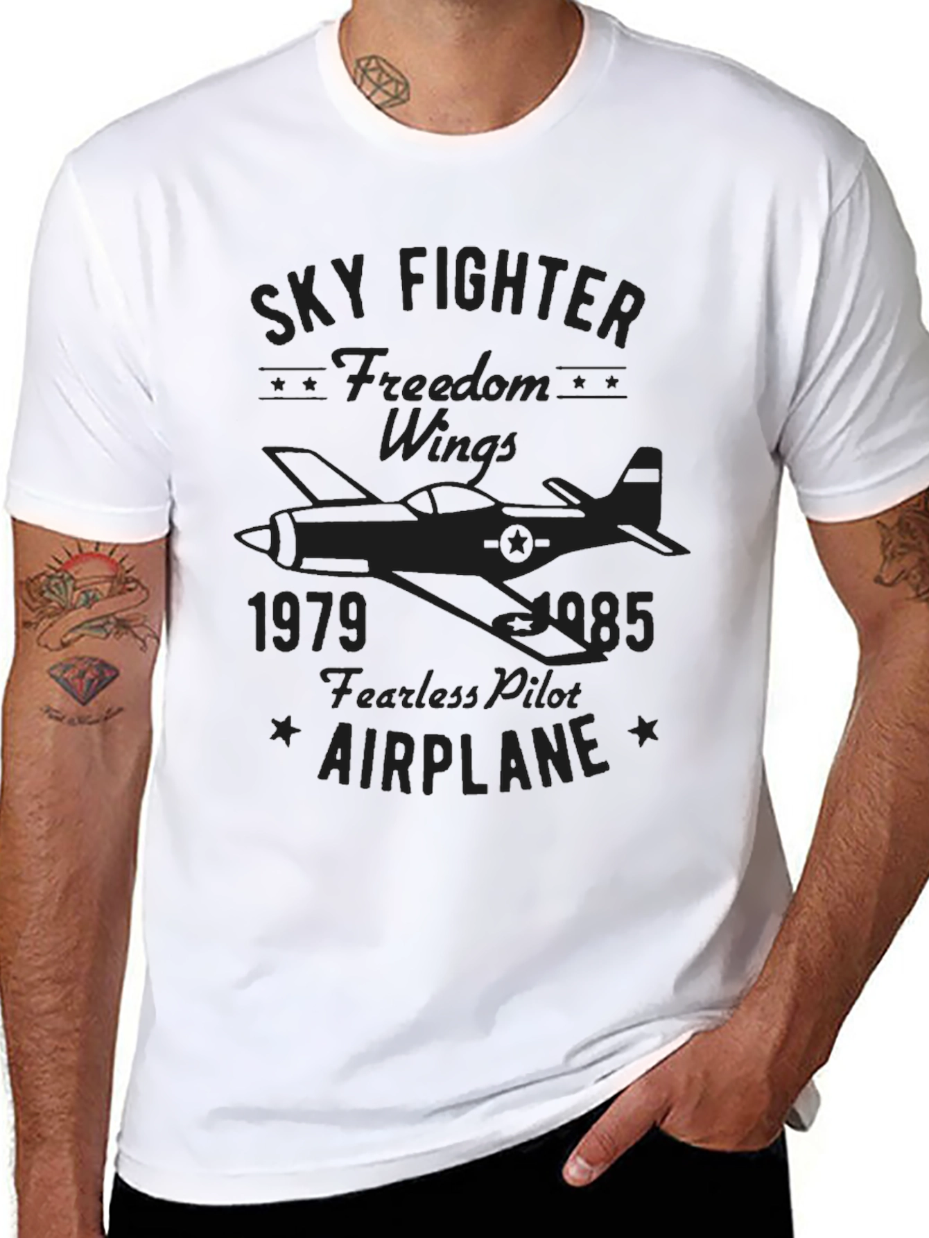 Sky Fighter Airplane T-Shirt - Freedom Wings Tee