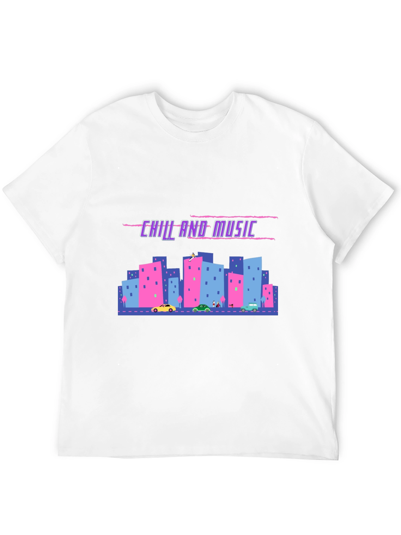 Chill and Music Graphic Tee - Black Cotton T-Shirt