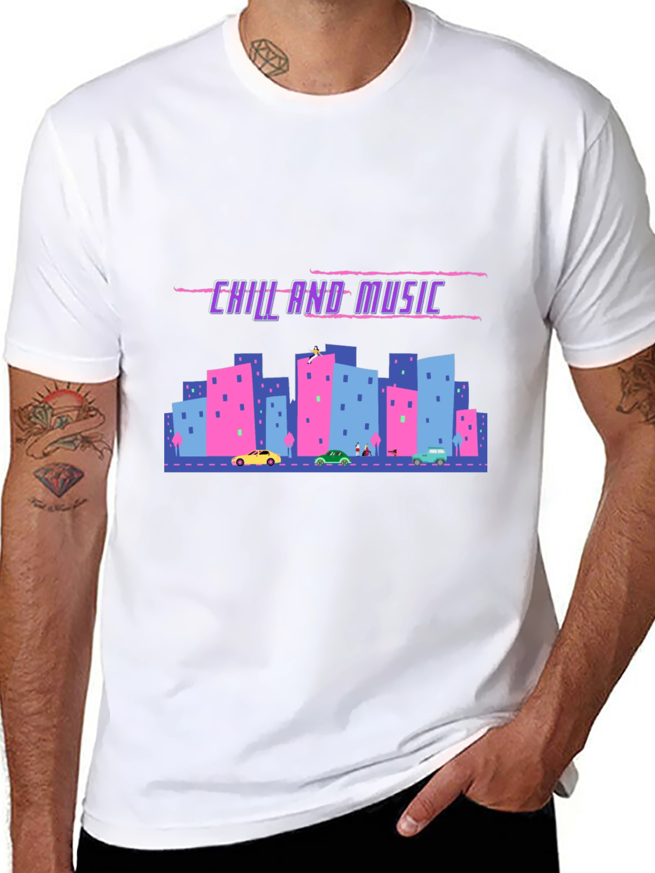 Chill and Music Graphic Tee - Black Cotton T-Shirt