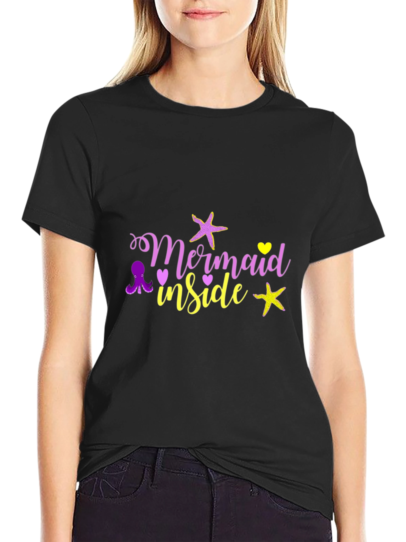 Mermaid Inside Graphic T-Shirt - Black