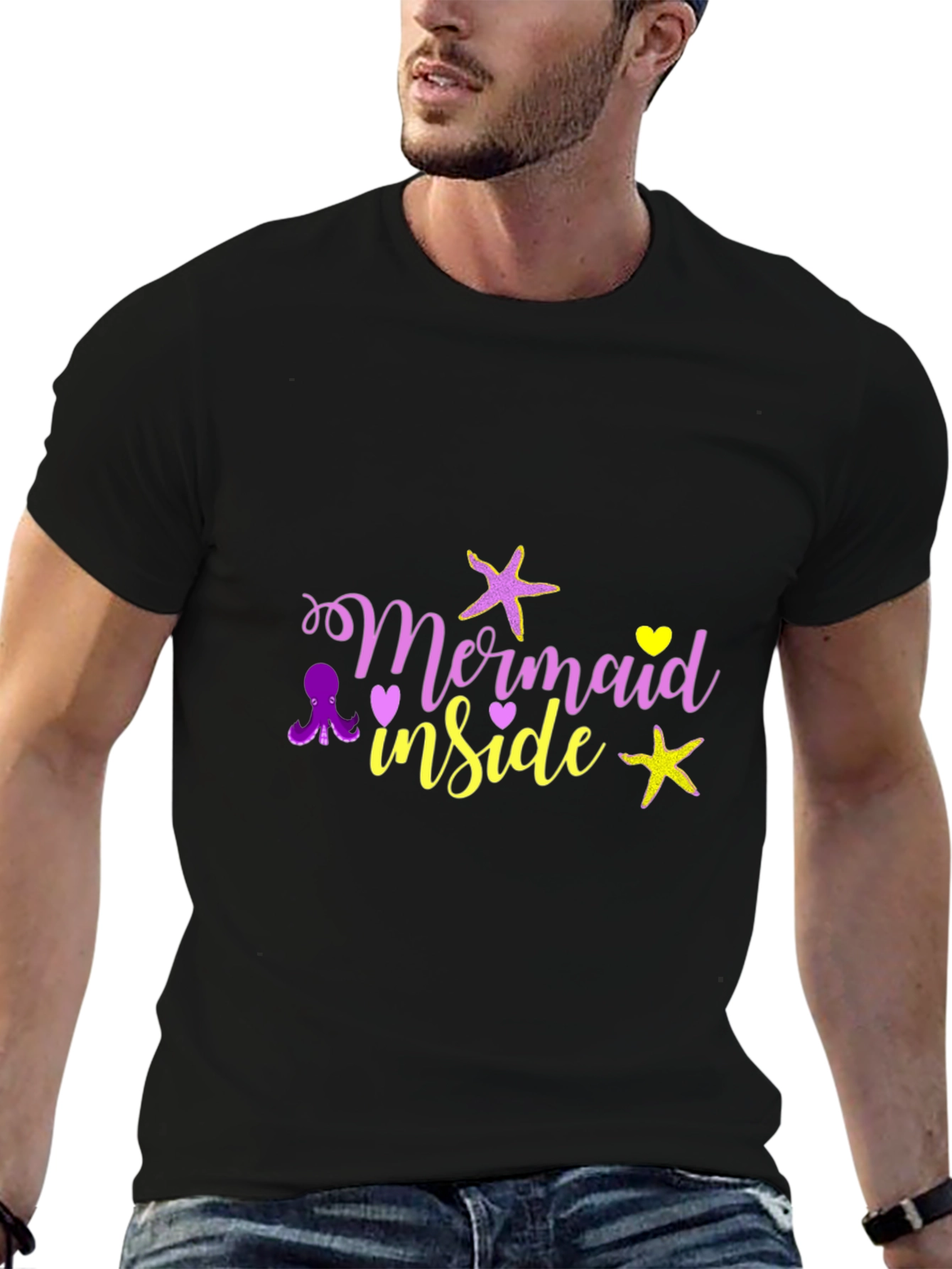 Mermaid Inside Graphic T-Shirt - Black