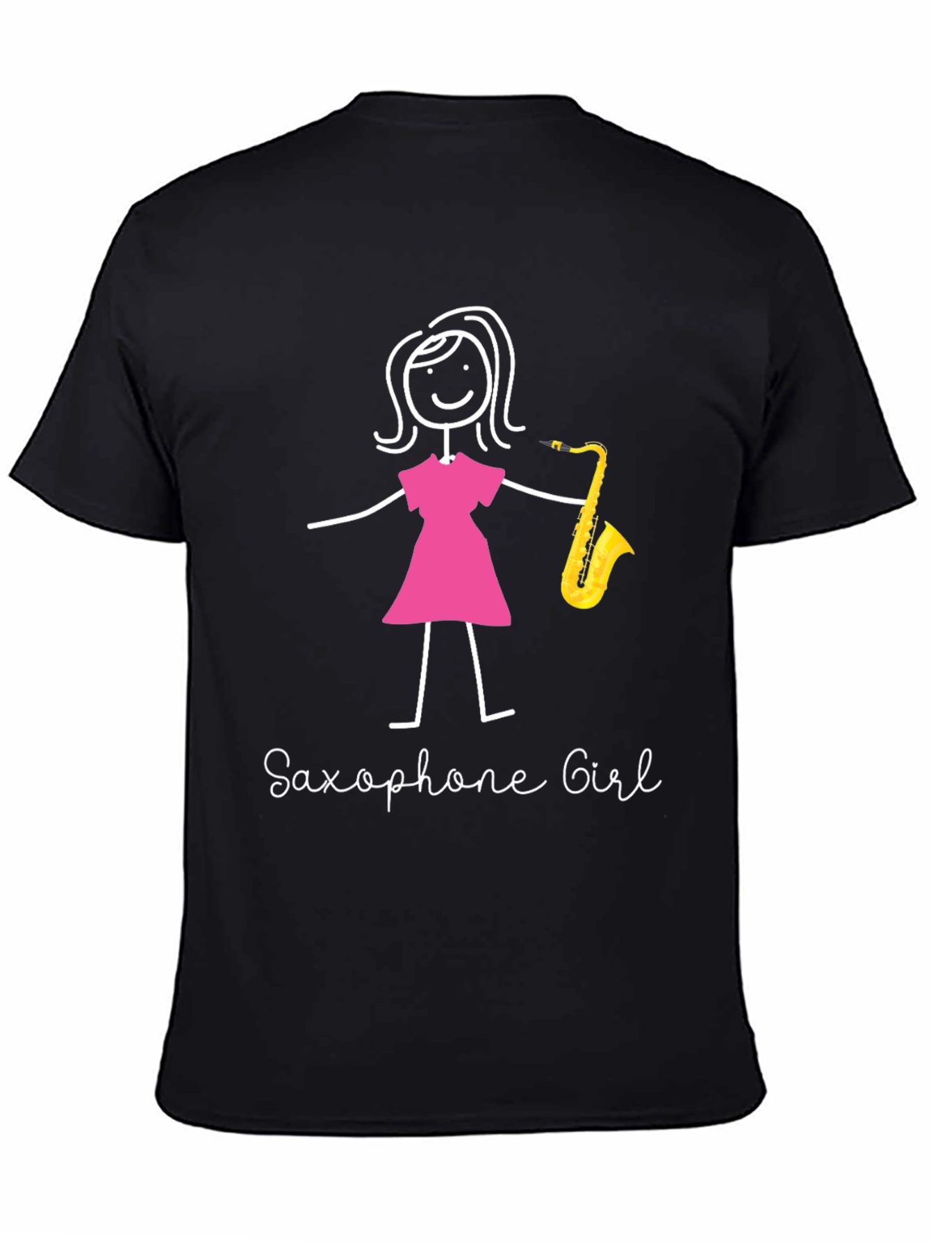 Saxophone Girl Graphic T-Shirt - Black Unisex Tee
