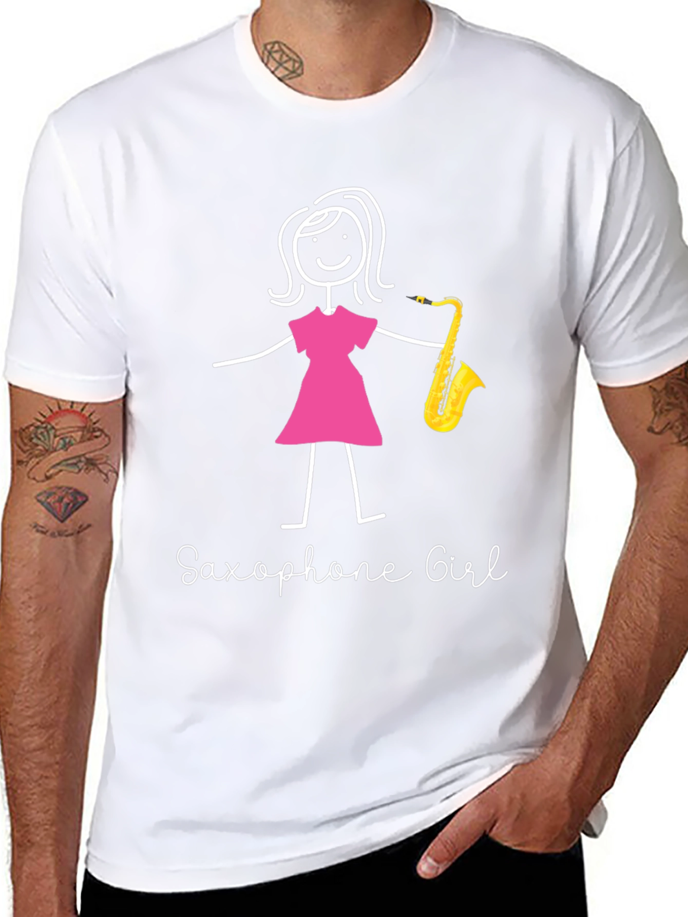 Saxophone Girl Graphic T-Shirt - Black Unisex Tee