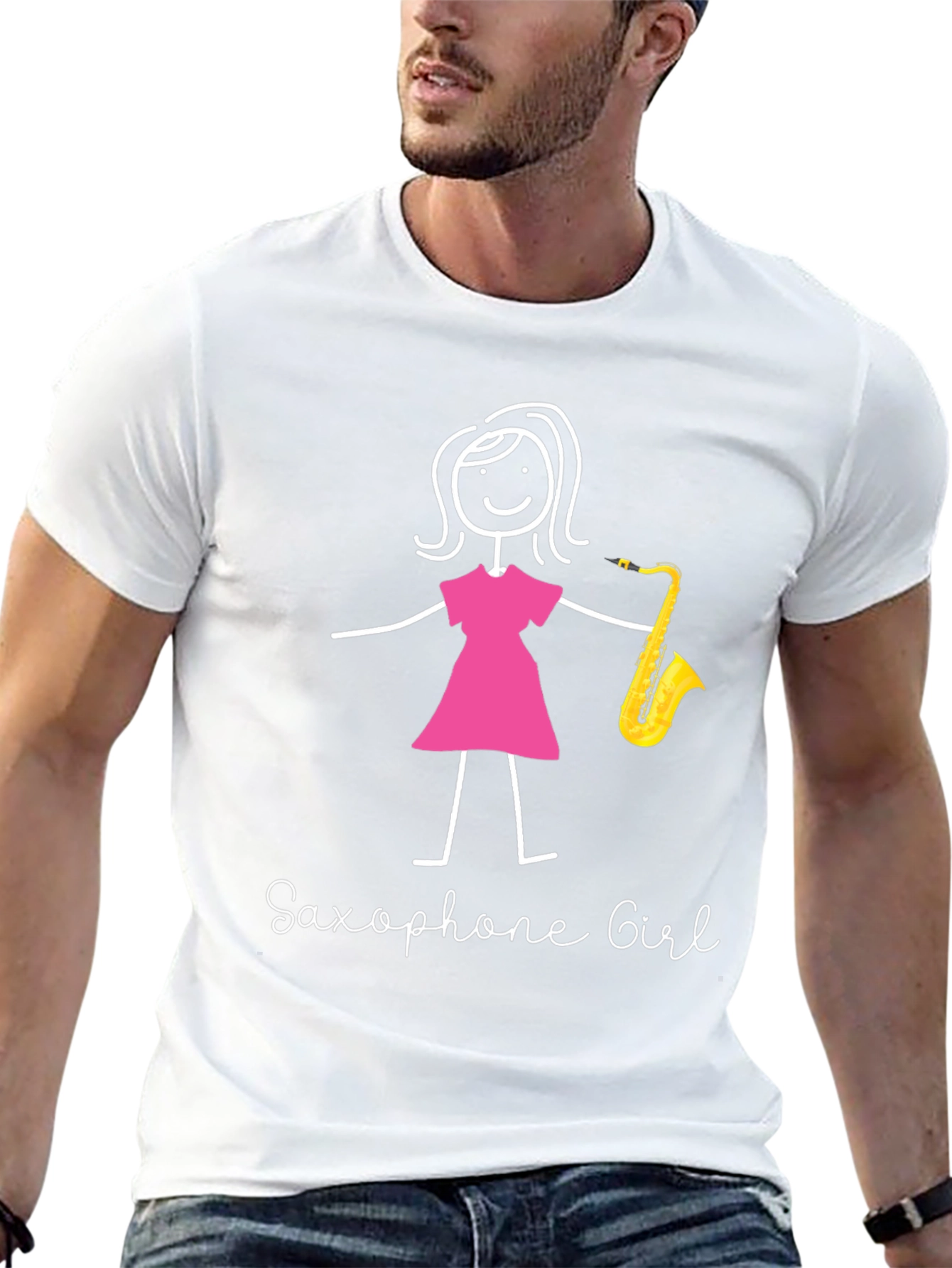Saxophone Girl Graphic T-Shirt - Black Unisex Tee