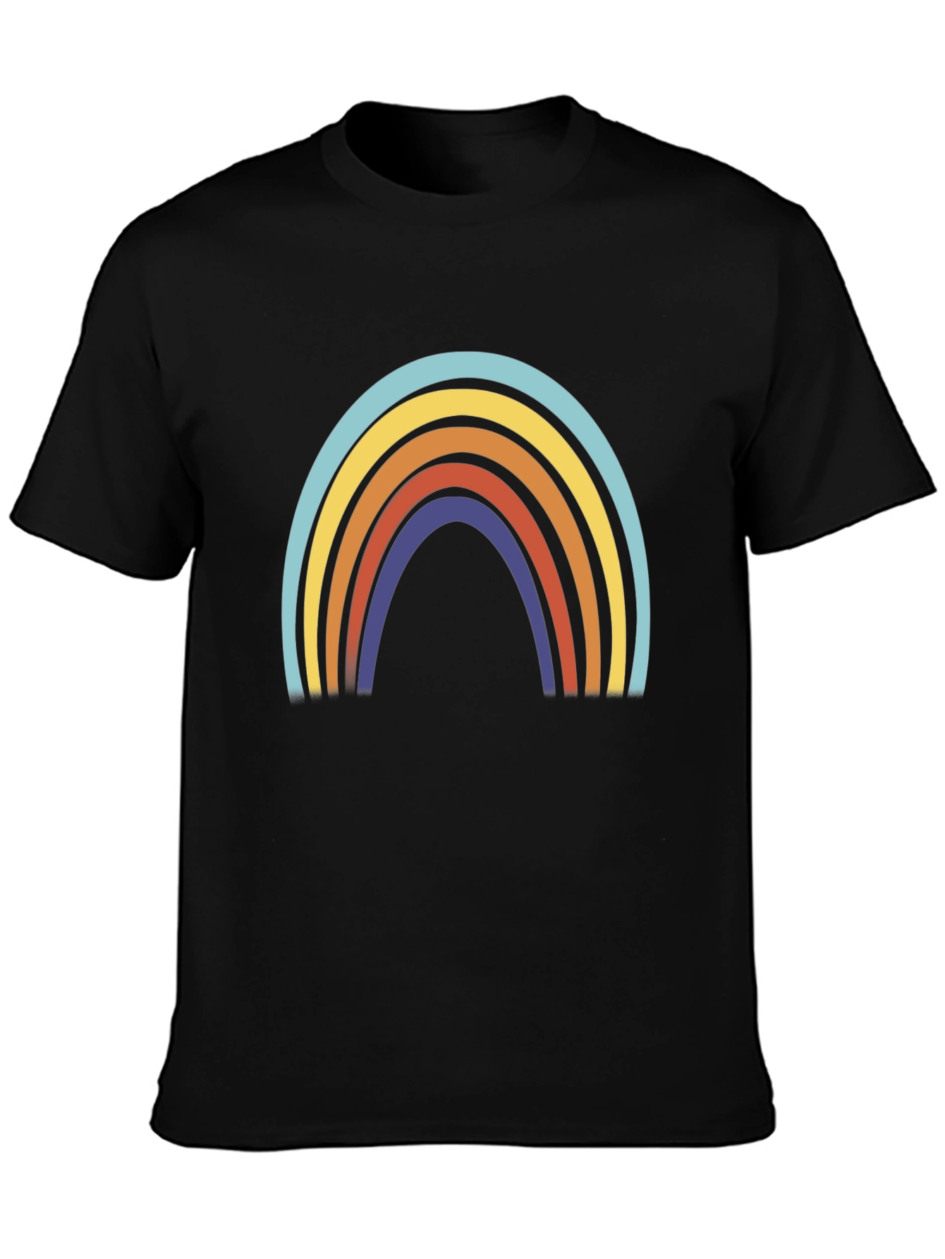 Retro Rainbow Graphic Tee - Unisex Black T-Shirt