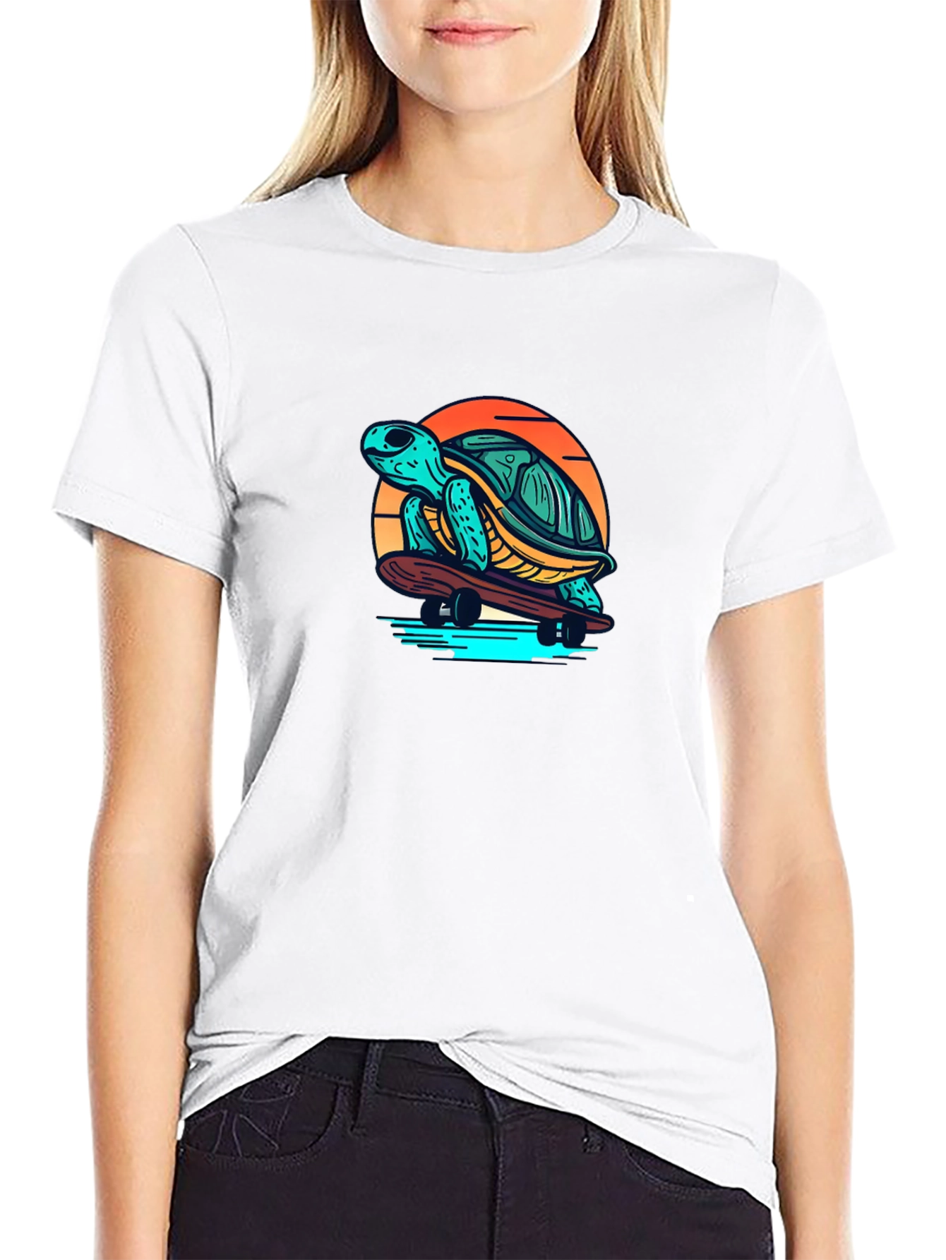 Skateboarding Turtle Graphic T-Shirt