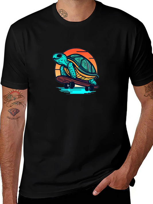 Skateboarding Turtle Graphic T-Shirt