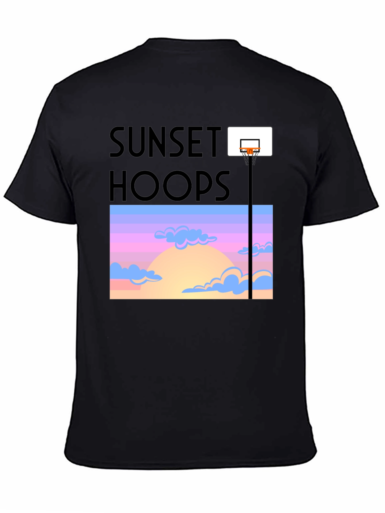 Sunset Hoops Graphic Tee - Trendy Basketball T-Shirt