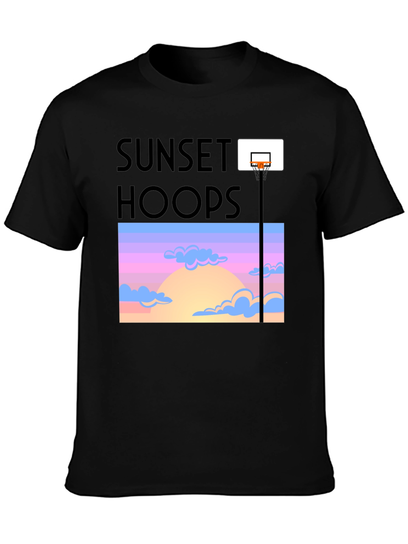 Sunset Hoops Graphic Tee - Trendy Basketball T-Shirt