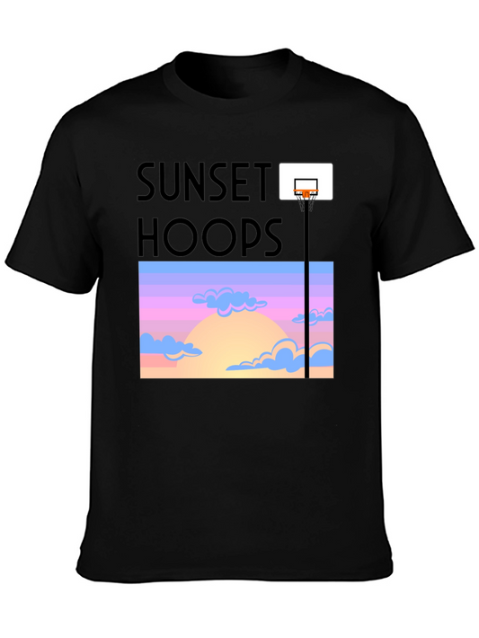 Sunset Hoops Graphic Tee - Trendy Basketball T-Shirt