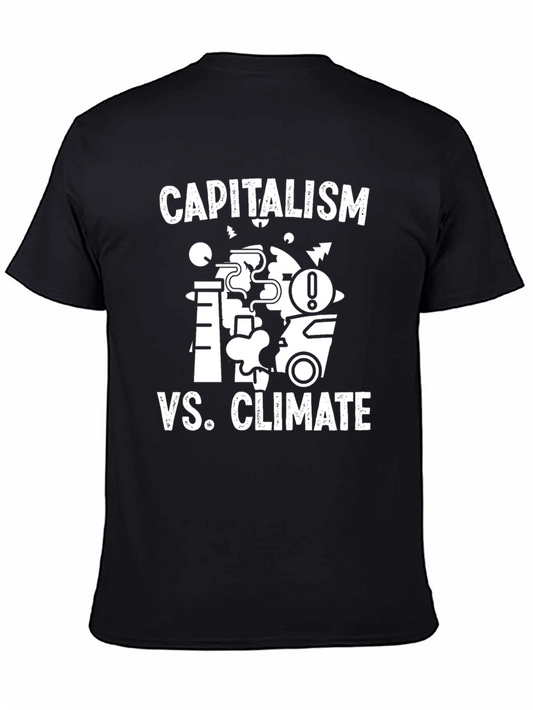 Capitalism vs. Climate Black Graphic T-Shirt
