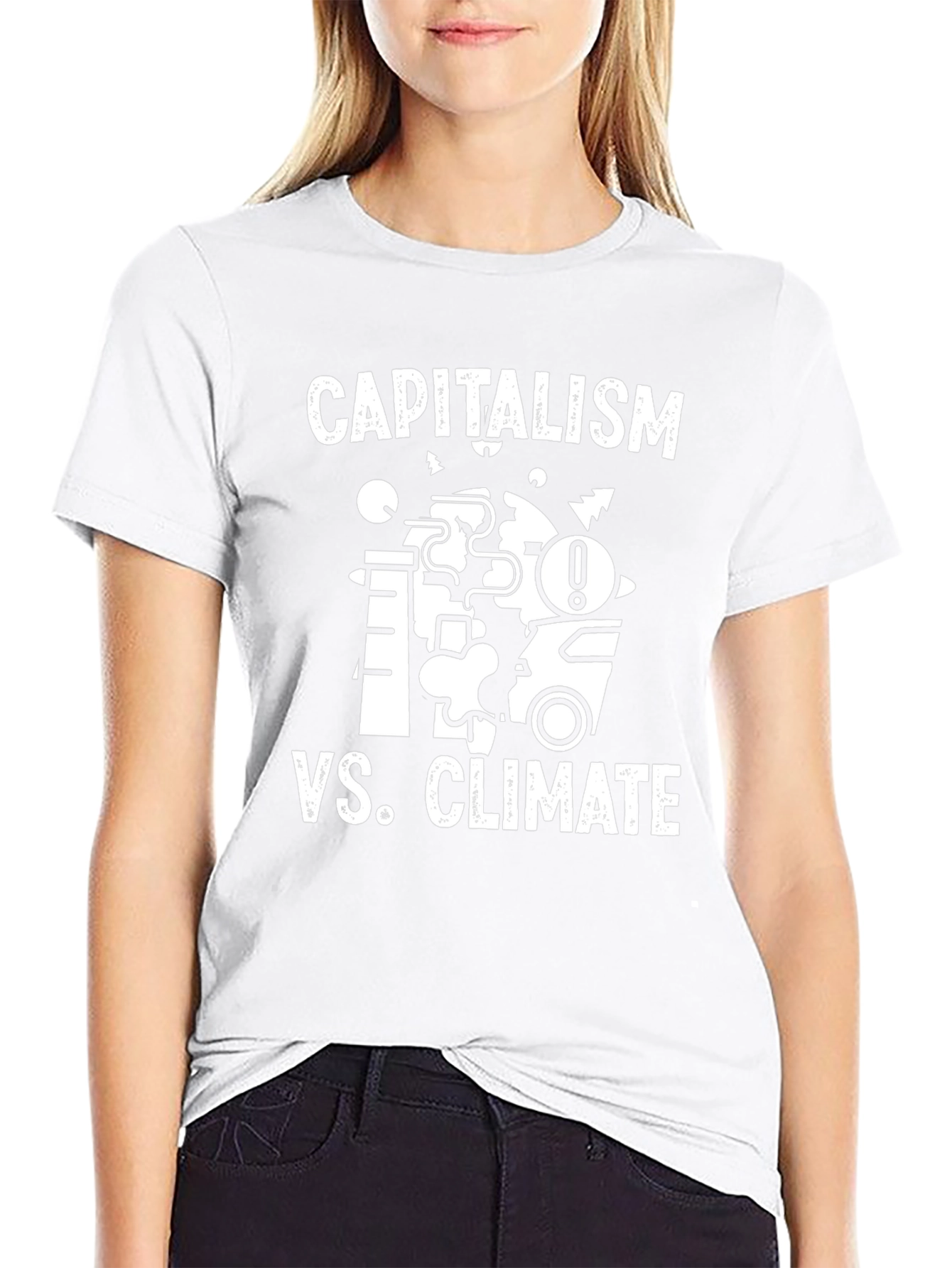 Capitalism vs. Climate Black Graphic T-Shirt