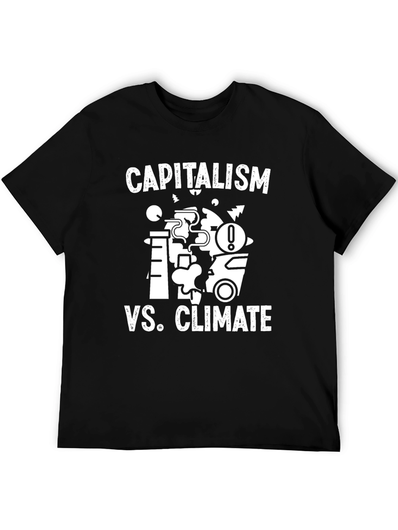 Capitalism vs. Climate Black Graphic T-Shirt