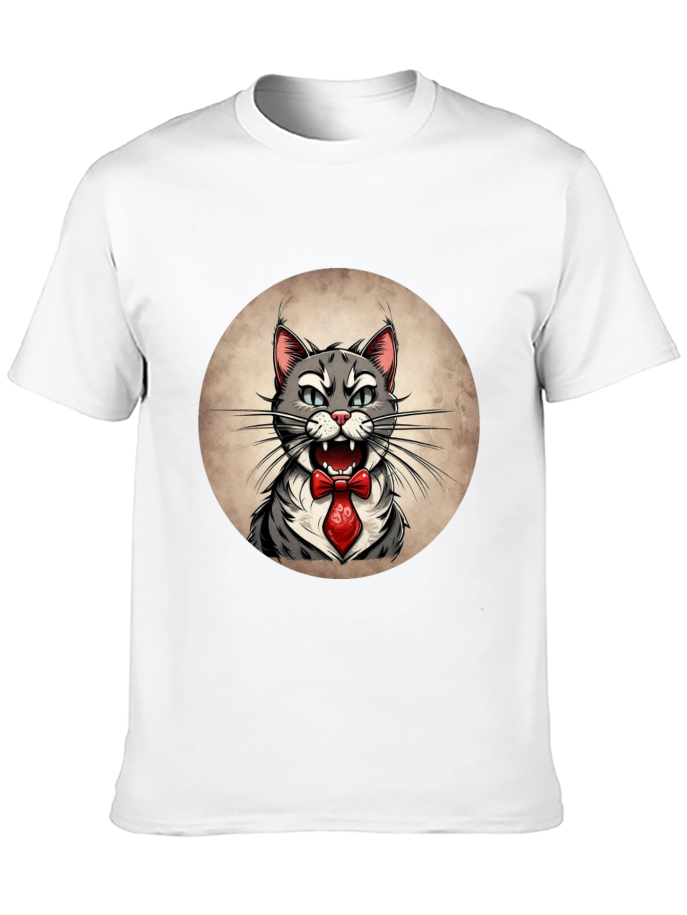 Cat in Tie Graphic Tee - Mens Black T-Shirt
