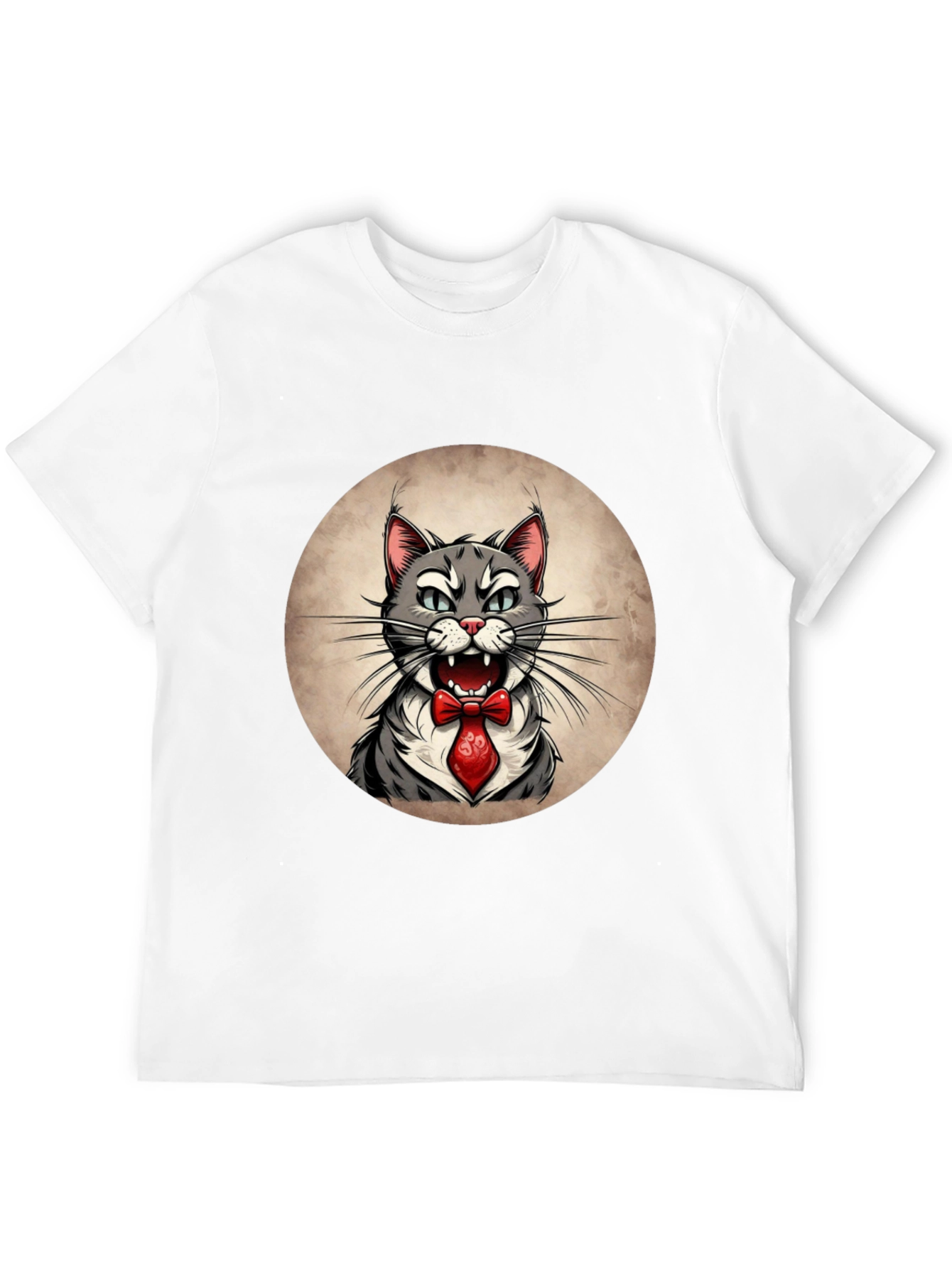 Cat in Tie Graphic Tee - Mens Black T-Shirt