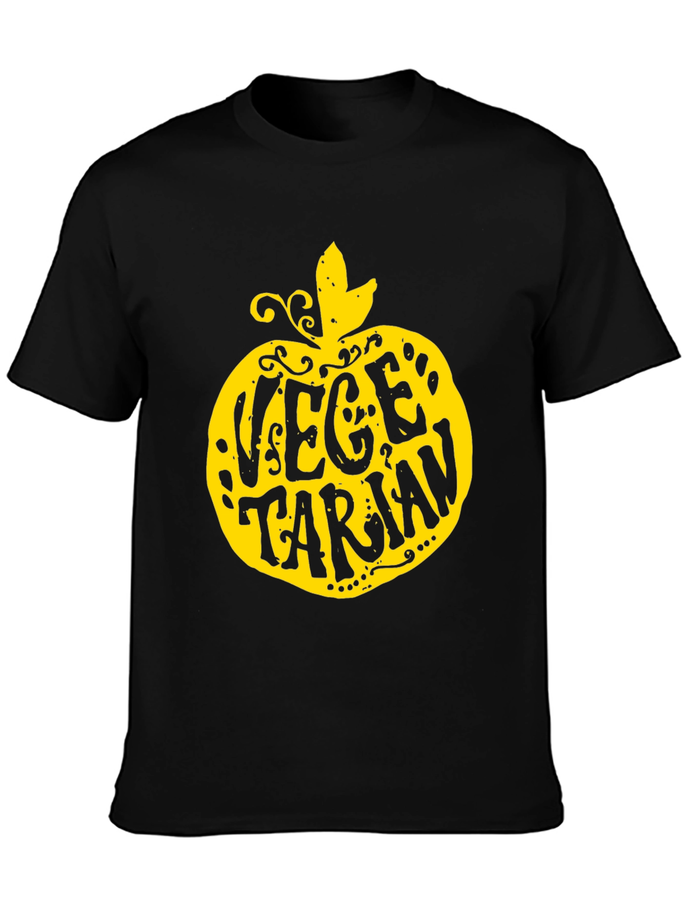 Vegetarian Apple T-Shirt - Black Unique Design