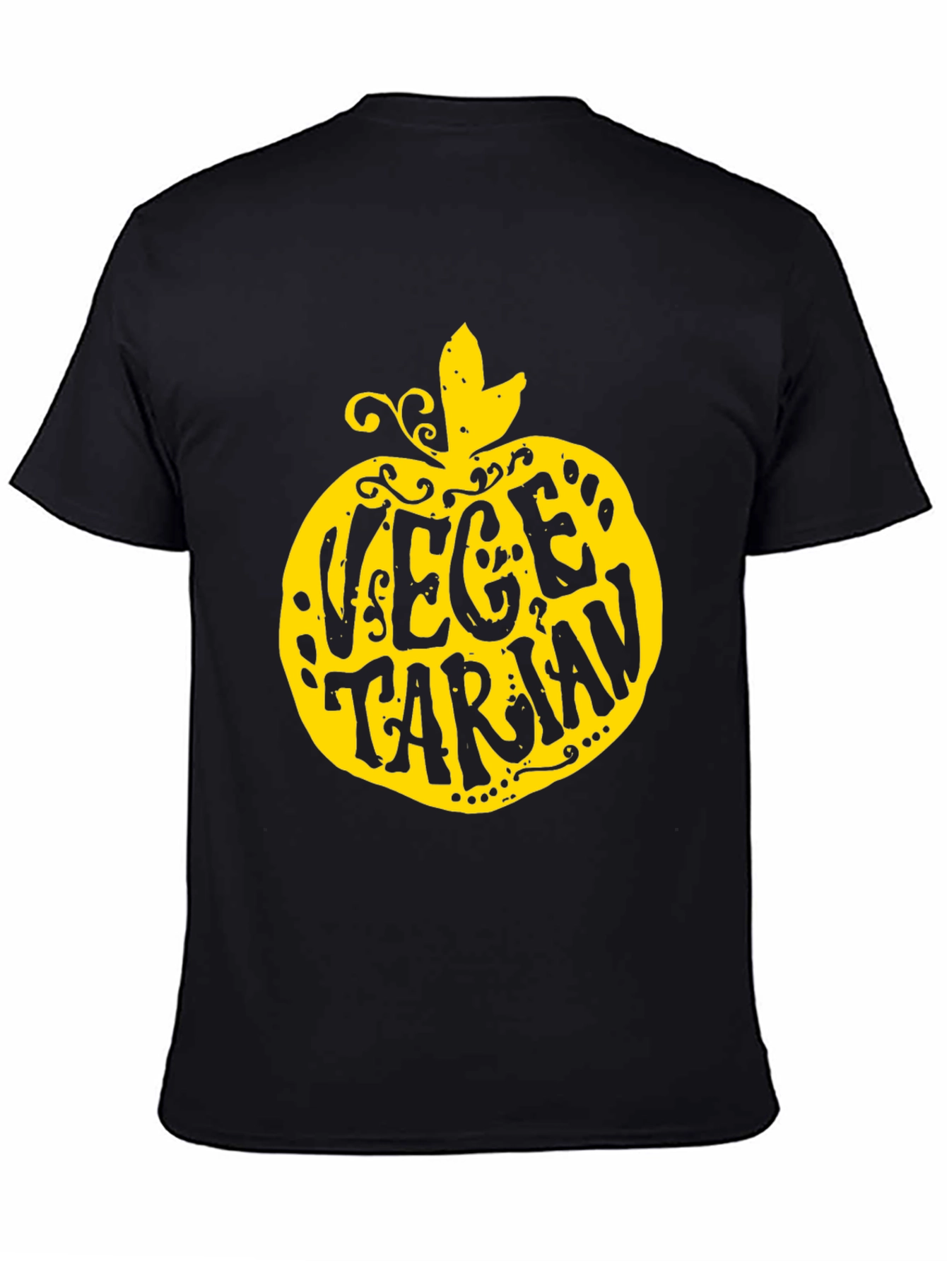 Vegetarian Apple T-Shirt - Black Unique Design