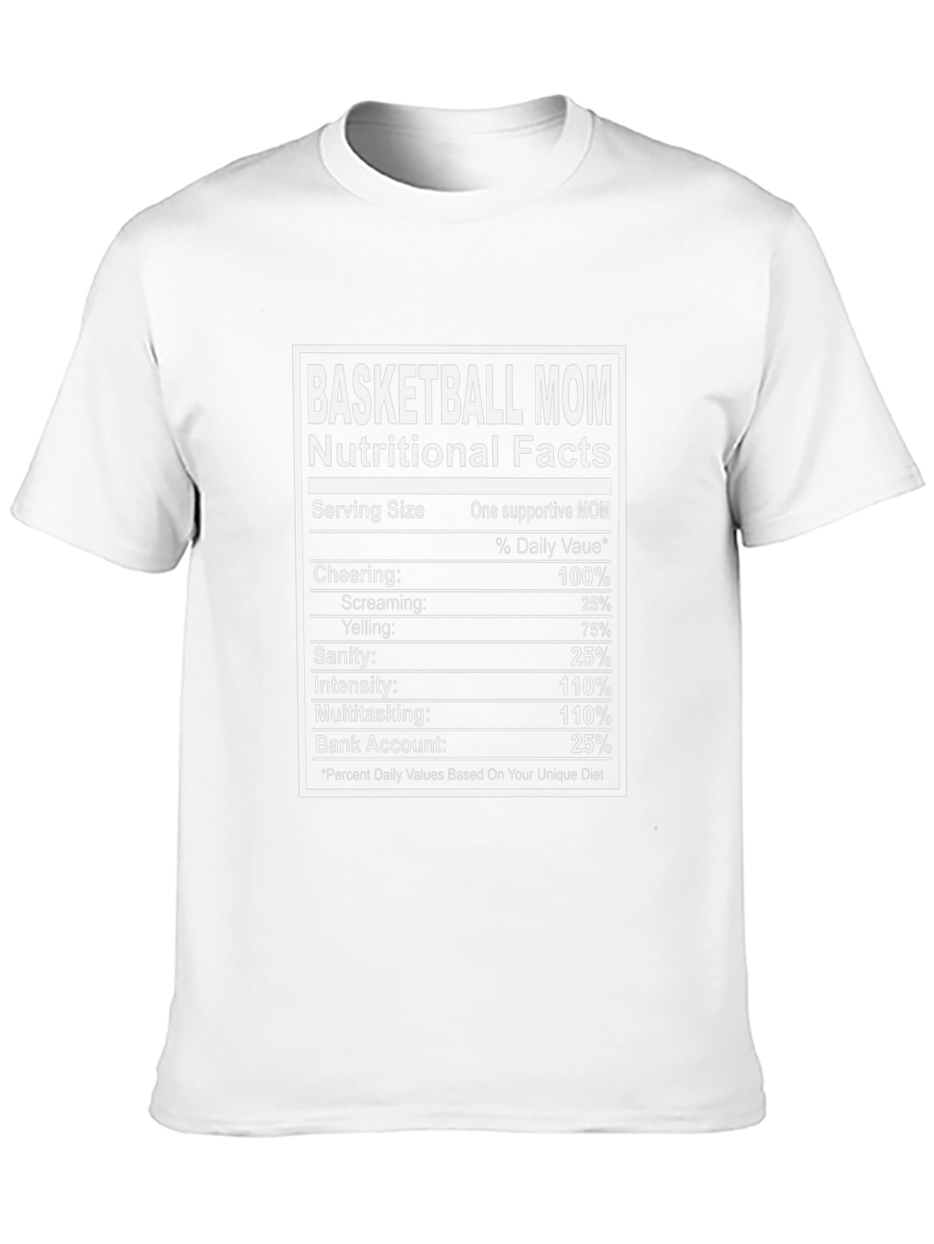 Basketball Mom Nutritional Facts Black T-Shirt
