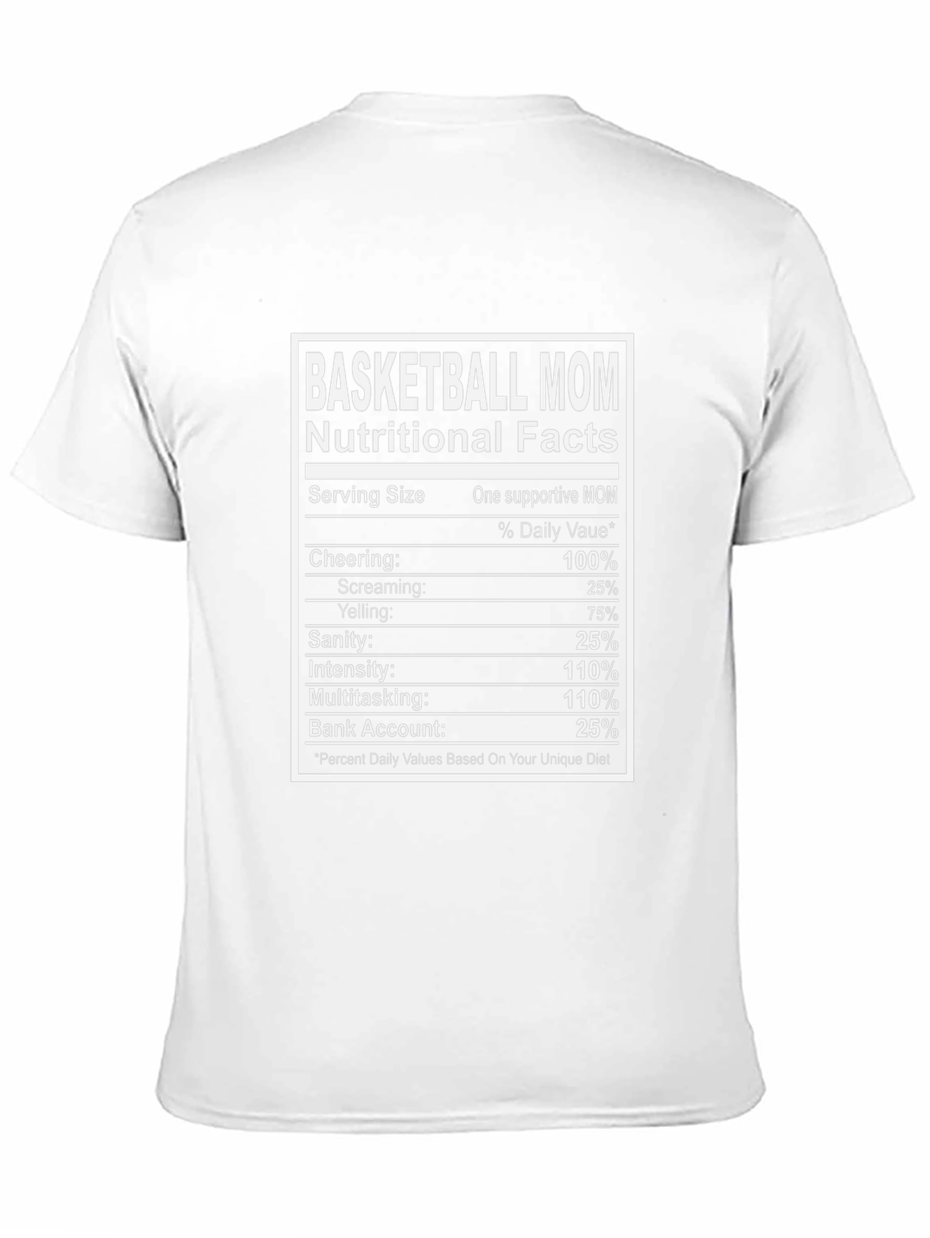 Basketball Mom Nutritional Facts Black T-Shirt