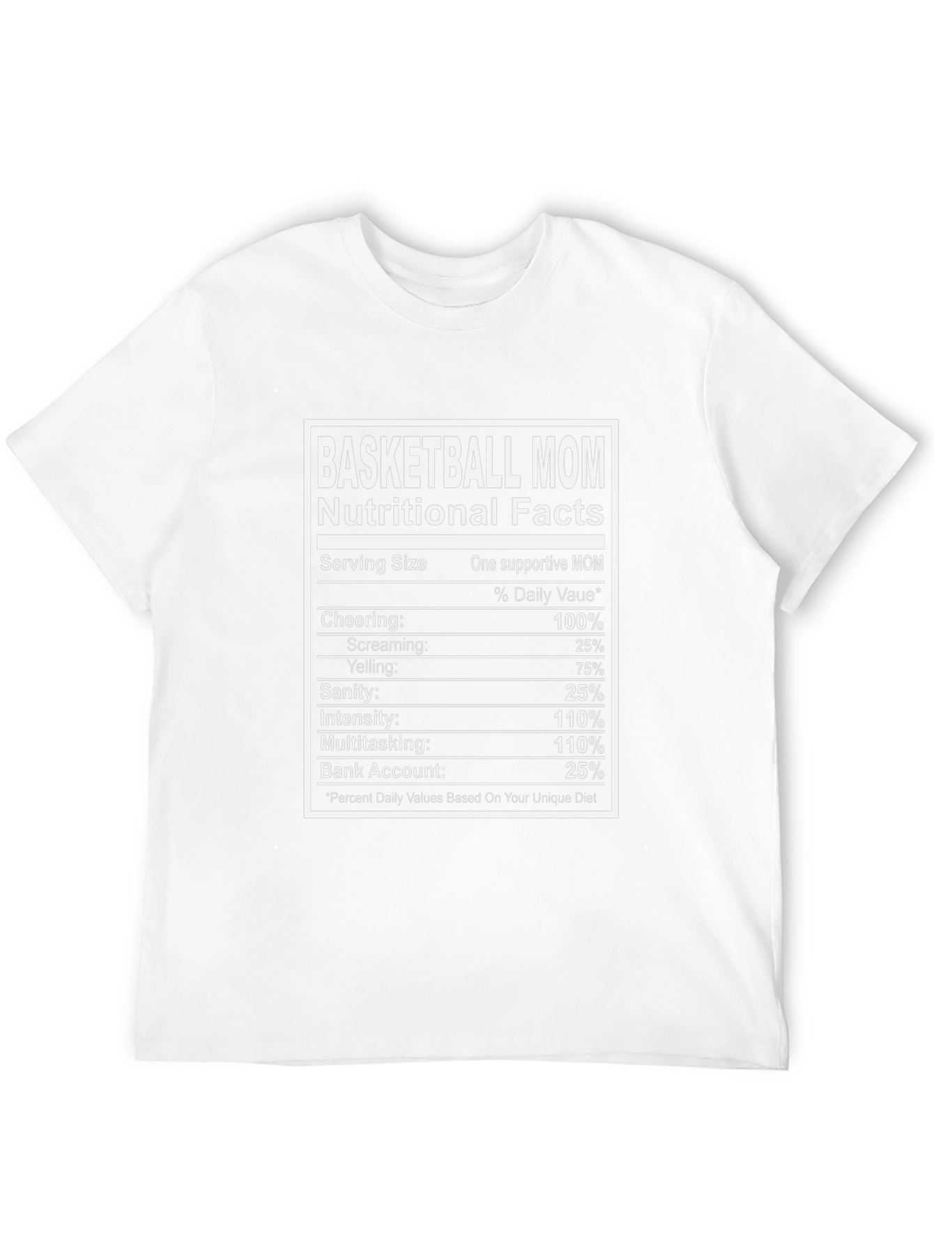 Basketball Mom Nutritional Facts Black T-Shirt
