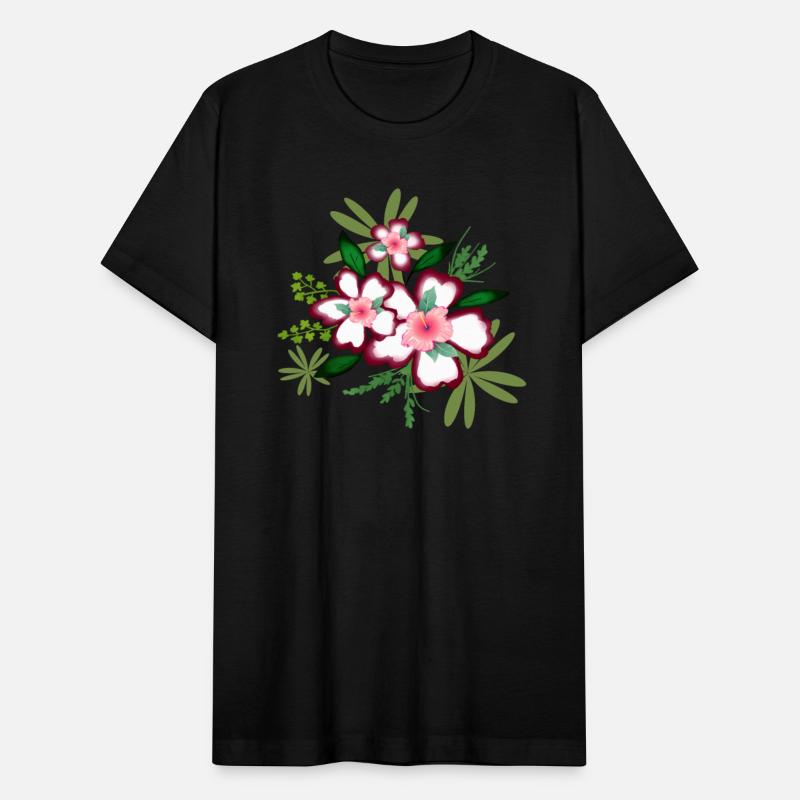 White and Violet Flower with Green Leaves