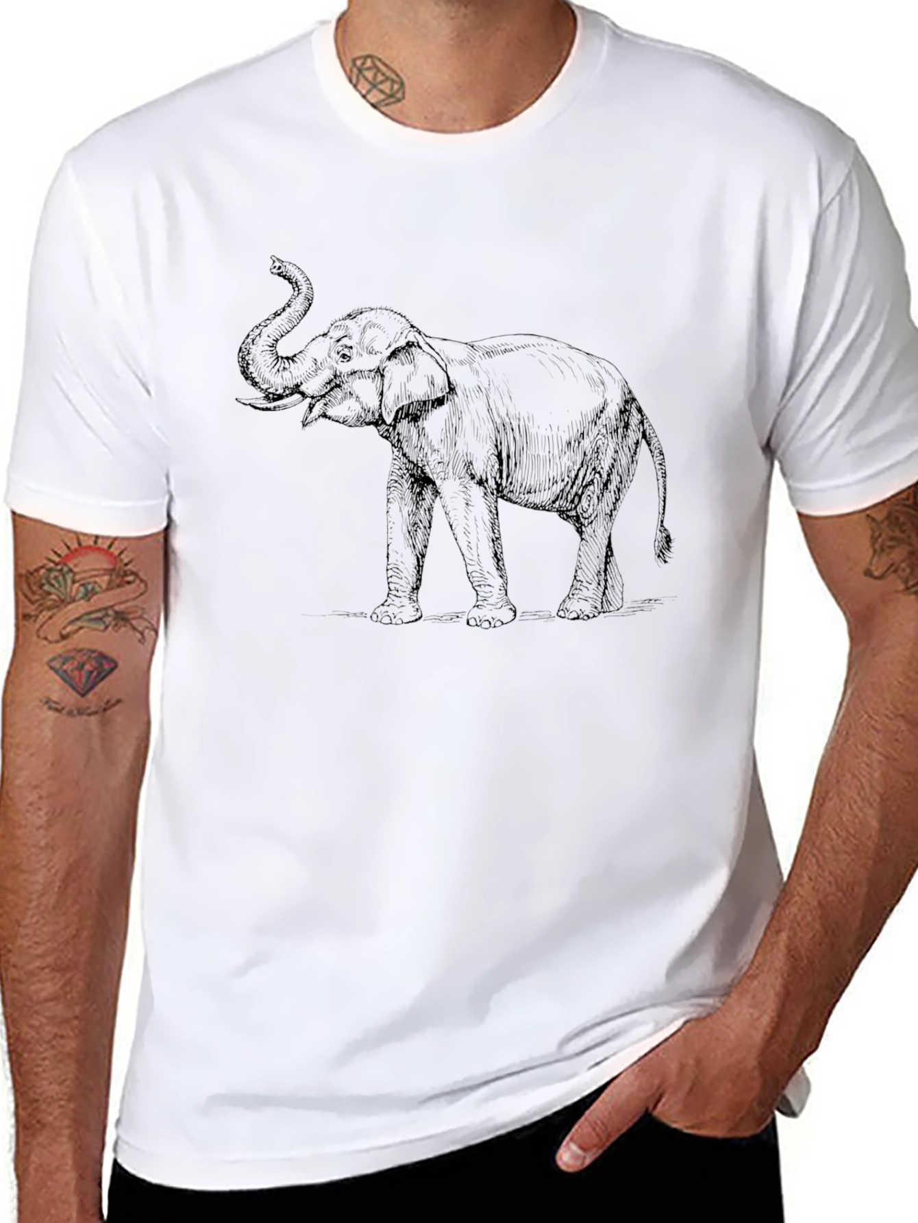 Elephant Graphic Black T-Shirt