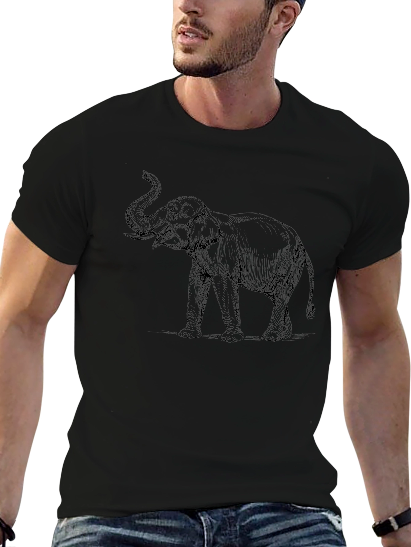 Elephant Graphic Black T-Shirt