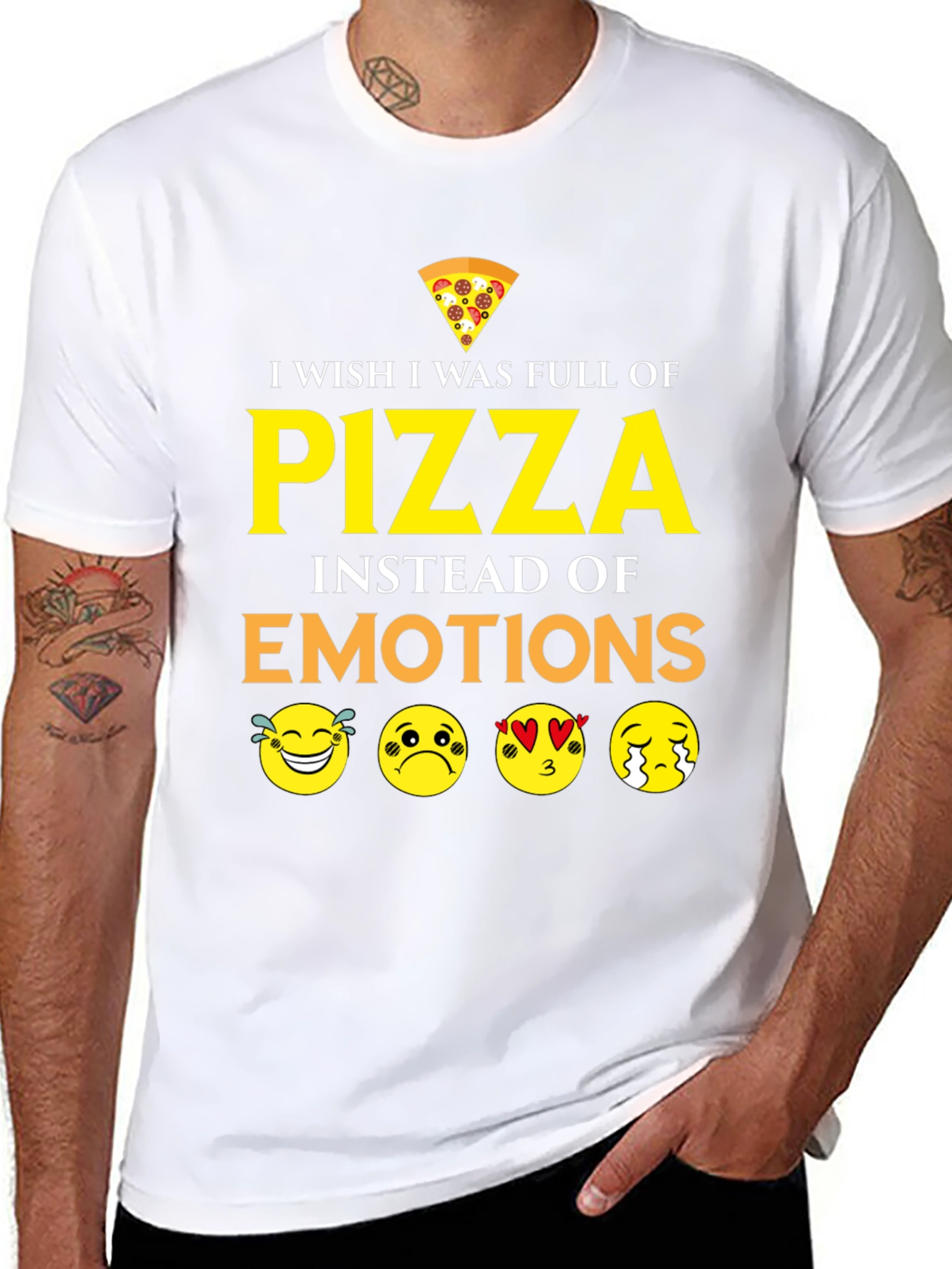 Pizza Emotions Graphic T-Shirt - Funny Foodie Tee