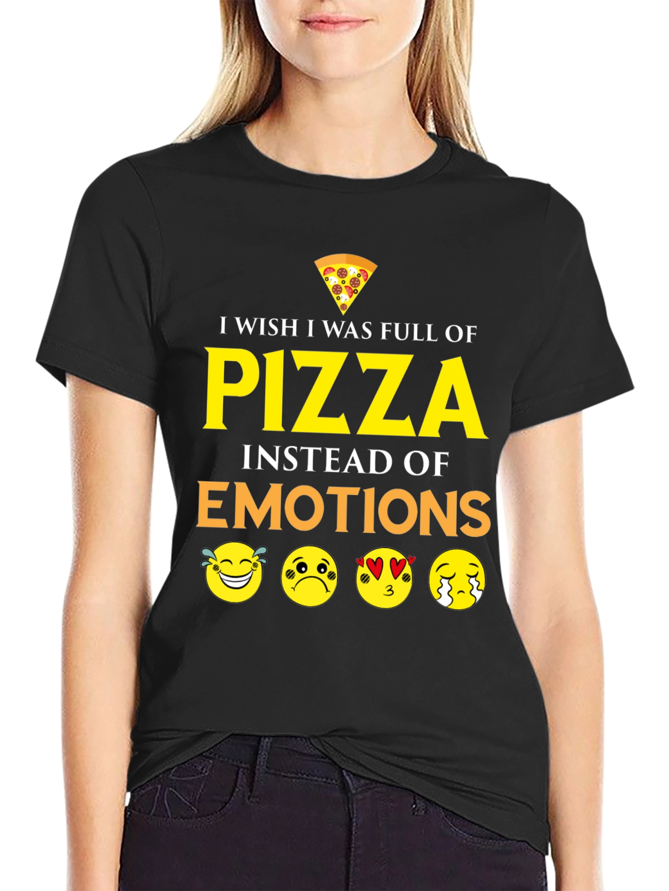 Pizza Emotions Graphic T-Shirt - Funny Foodie Tee