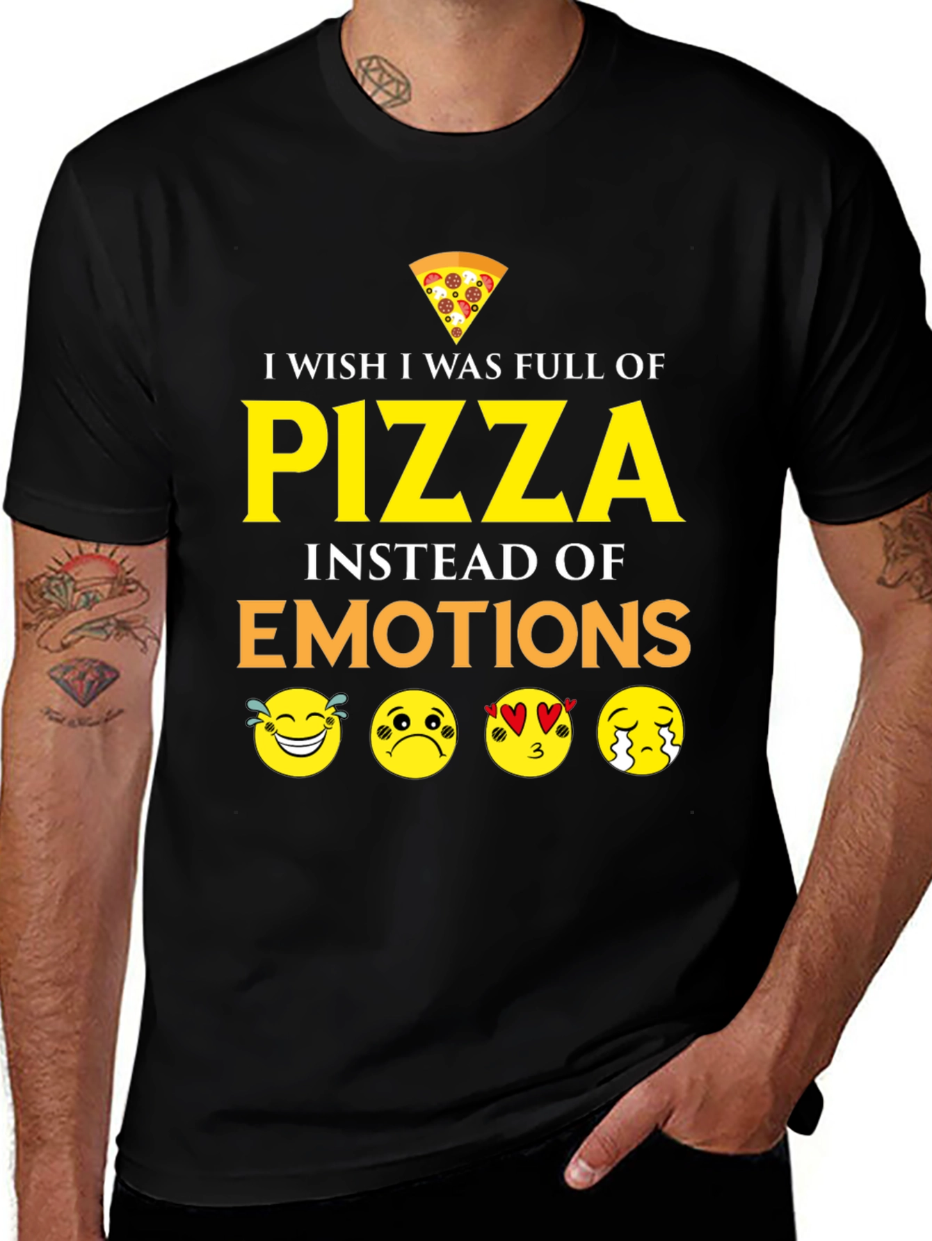 Pizza Emotions Graphic T-Shirt - Funny Foodie Tee