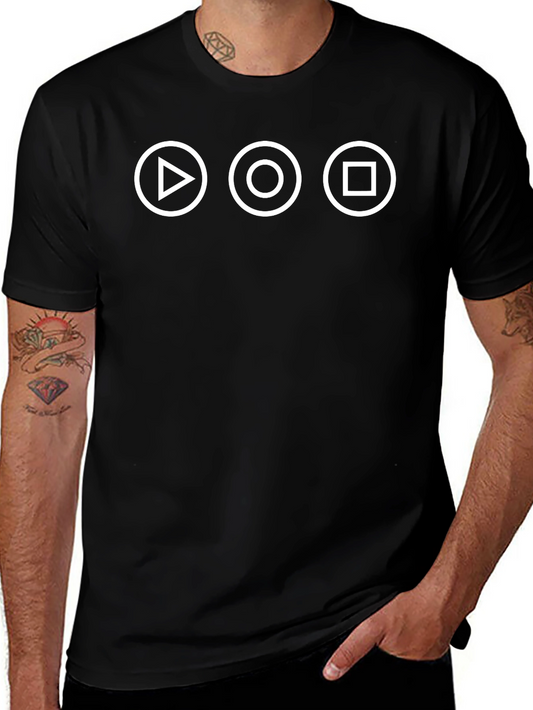 Minimalist Play Record Stop Black T-Shirt