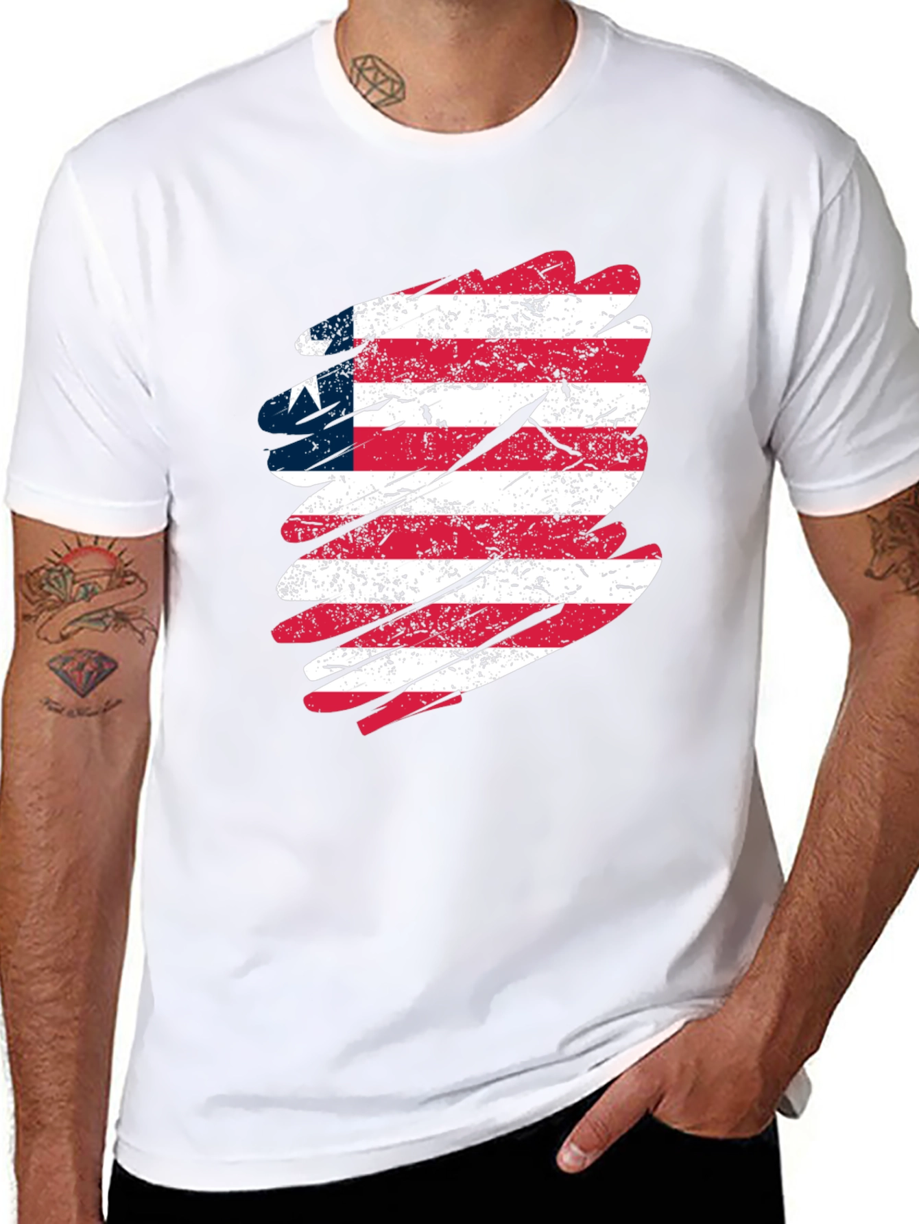 Liberia Flag Graphic Tee - Distressed Style