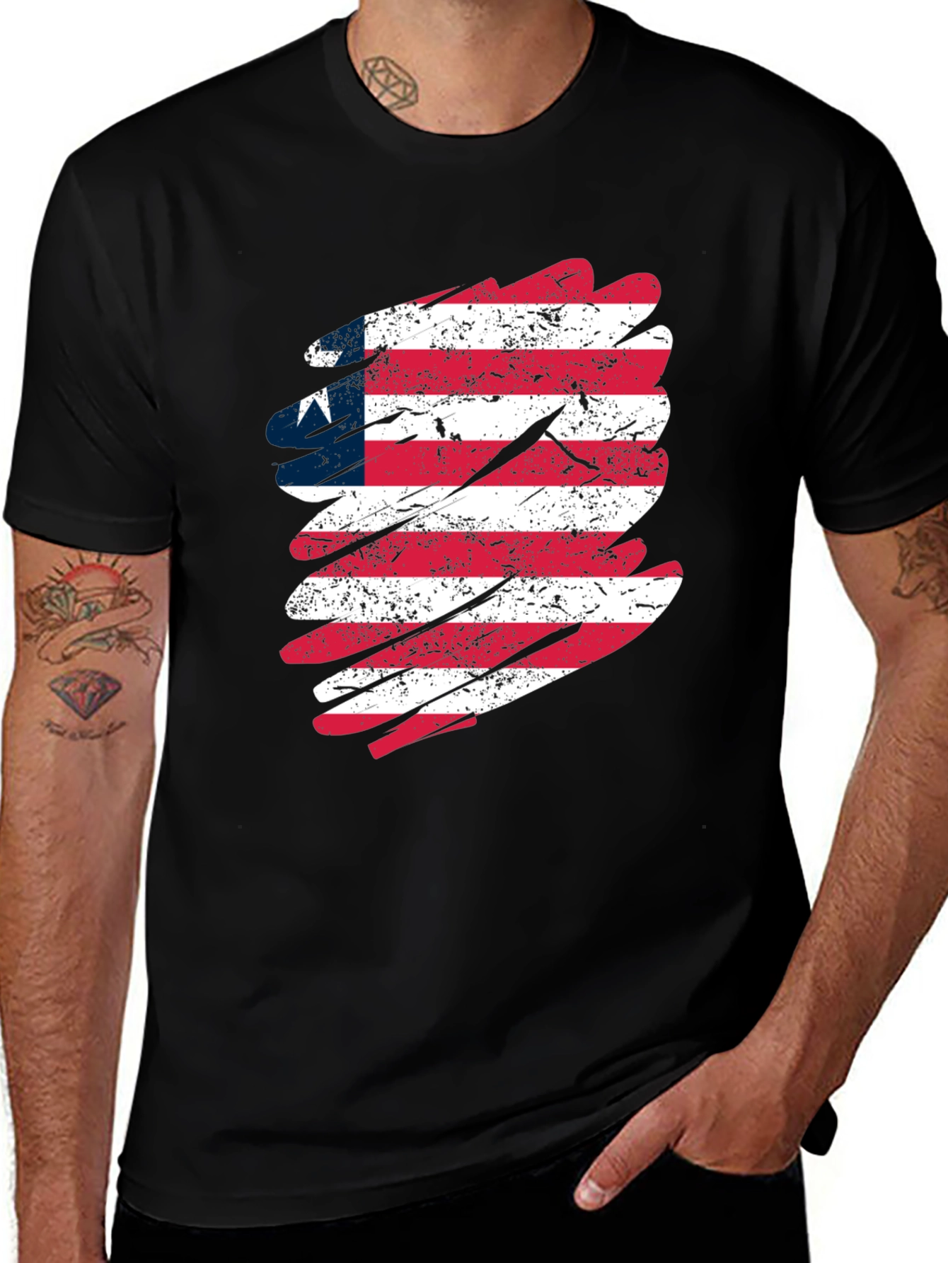 Liberia Flag Graphic Tee - Distressed Style