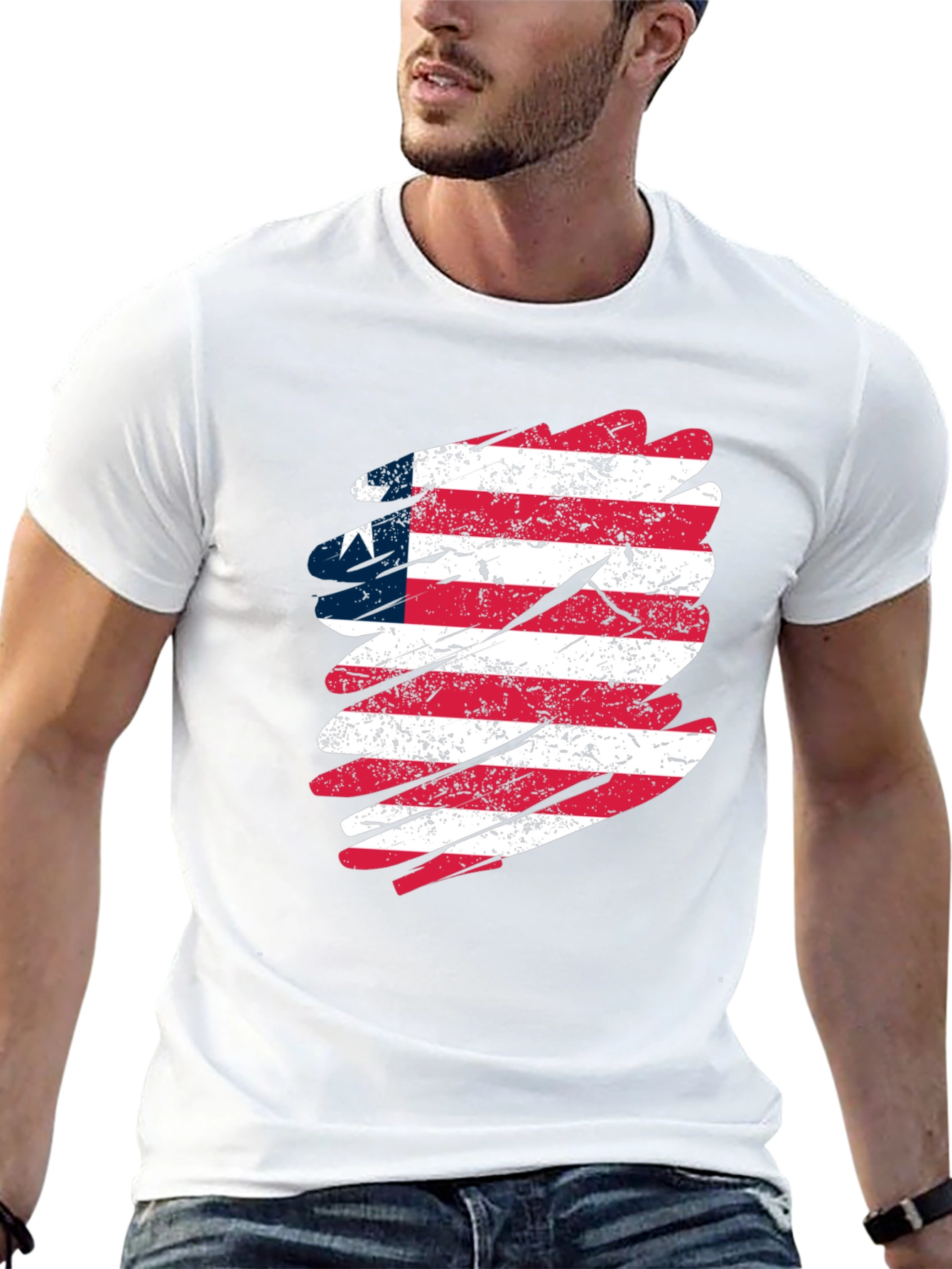 Liberia Flag Graphic Tee - Distressed Style