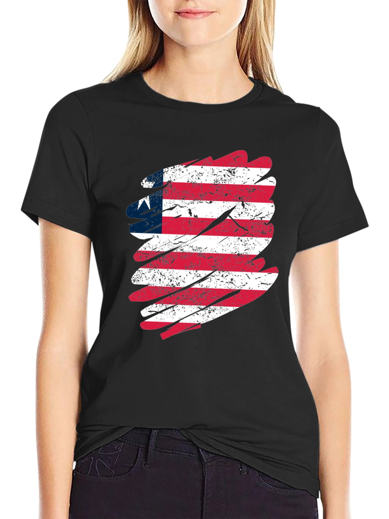 Liberia Flag Graphic Tee - Distressed Style