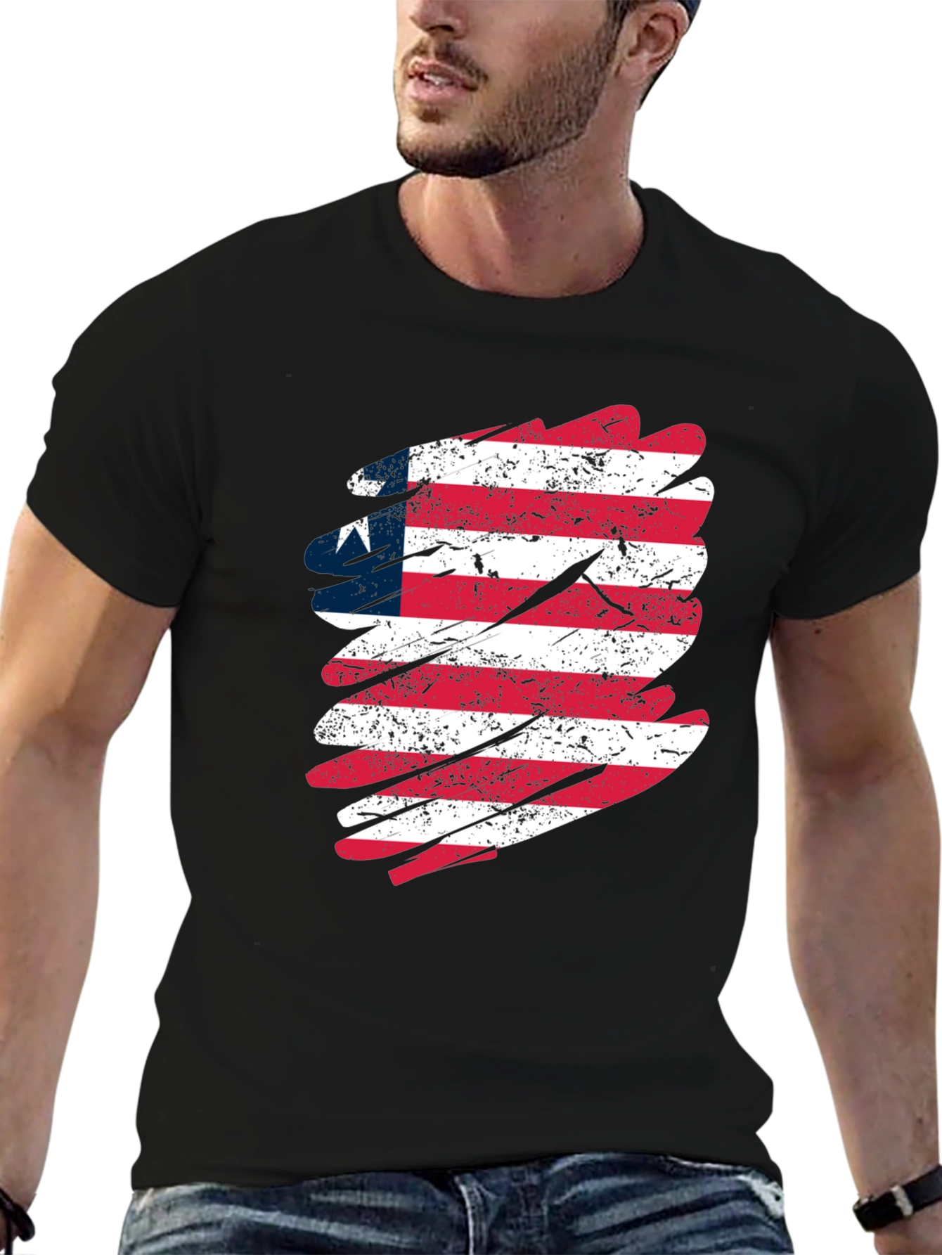 Liberia Flag Graphic Tee - Distressed Style