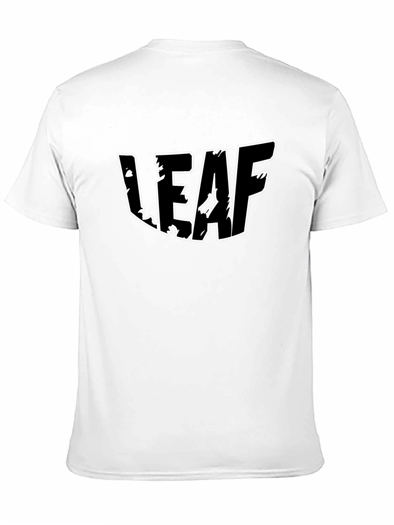 Black T-Shirt with White LEAF Graphic Print