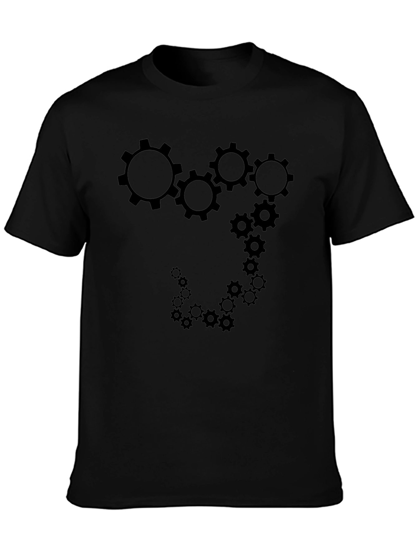 Cogwheel Gears Design Black T-Shirt