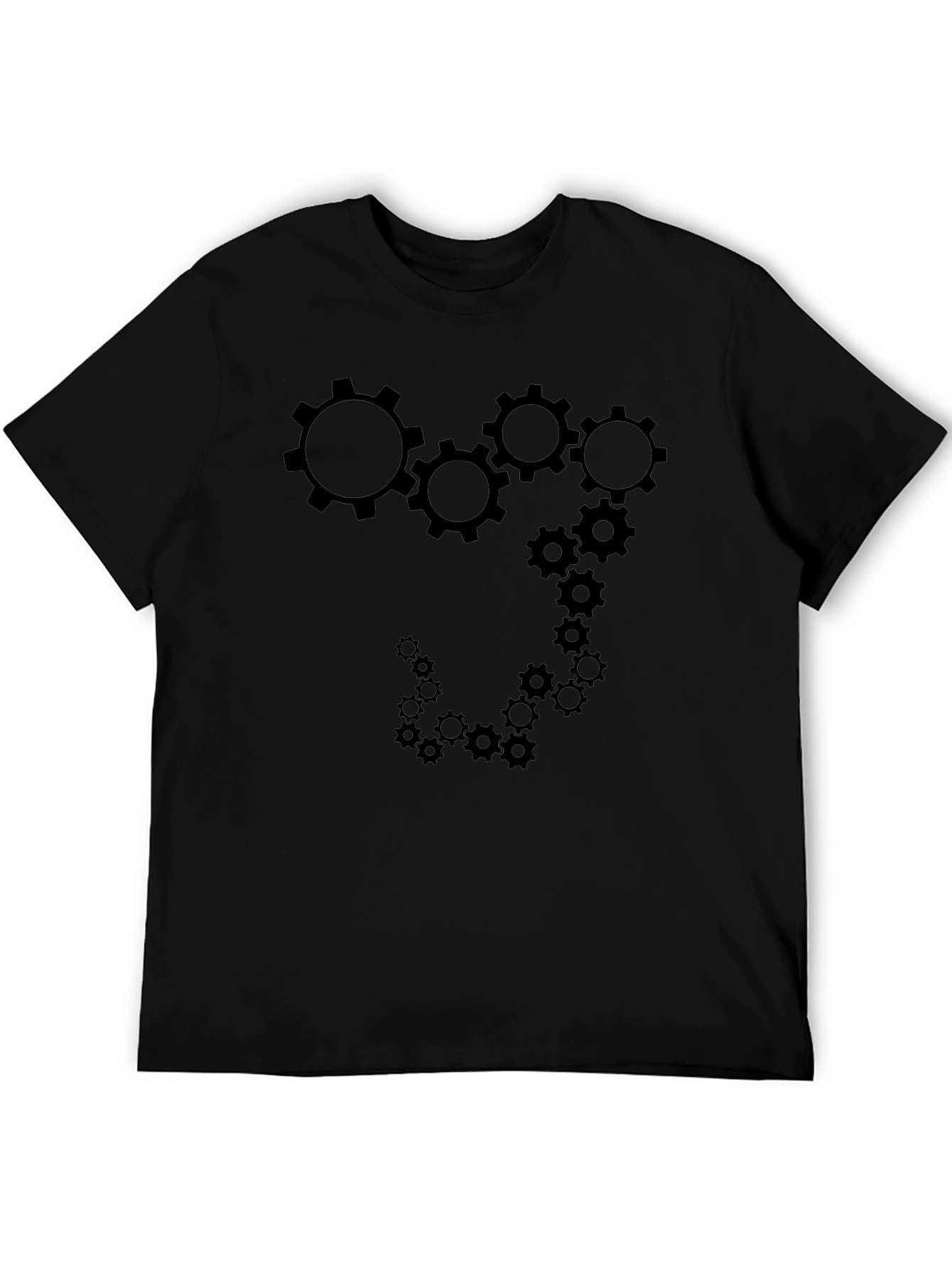 Cogwheel Gears Design Black T-Shirt