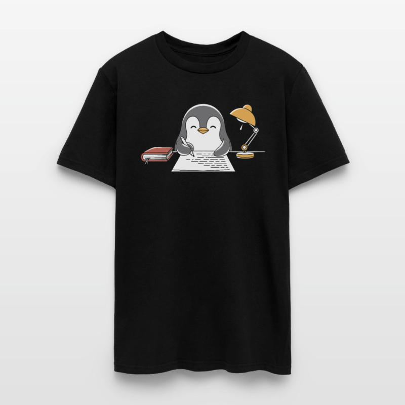 Writer Author Penguin Scribbling at Desk