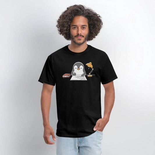 Writer Author Penguin Scribbling at Desk