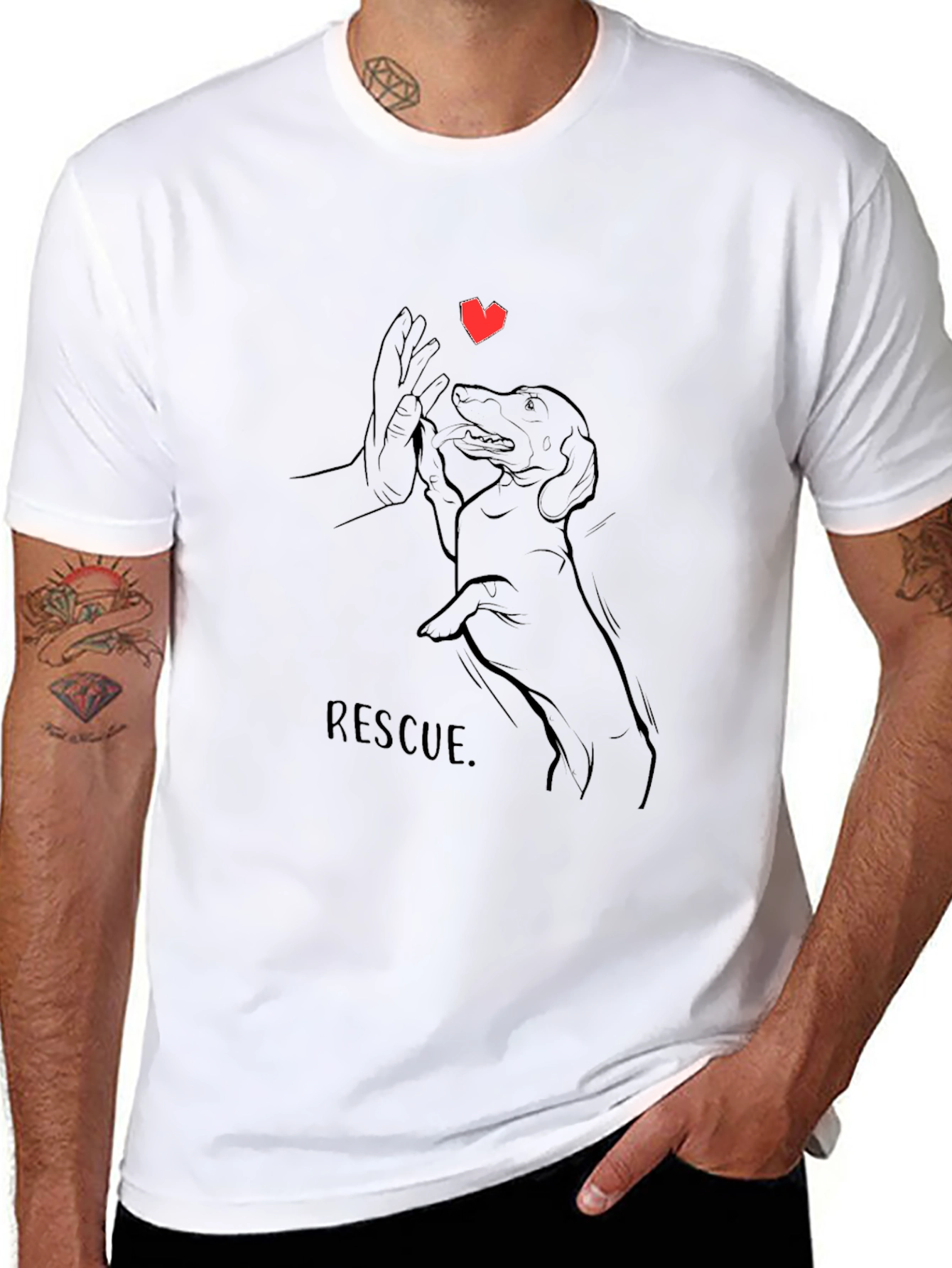 Rescue Dog T-Shirt -  Heart & Paw Design