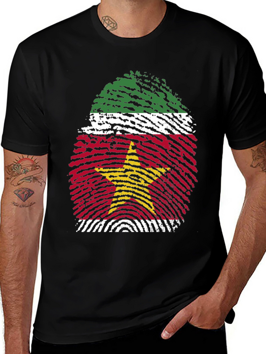 Suriname Flag Fingerprint Graphic Tee