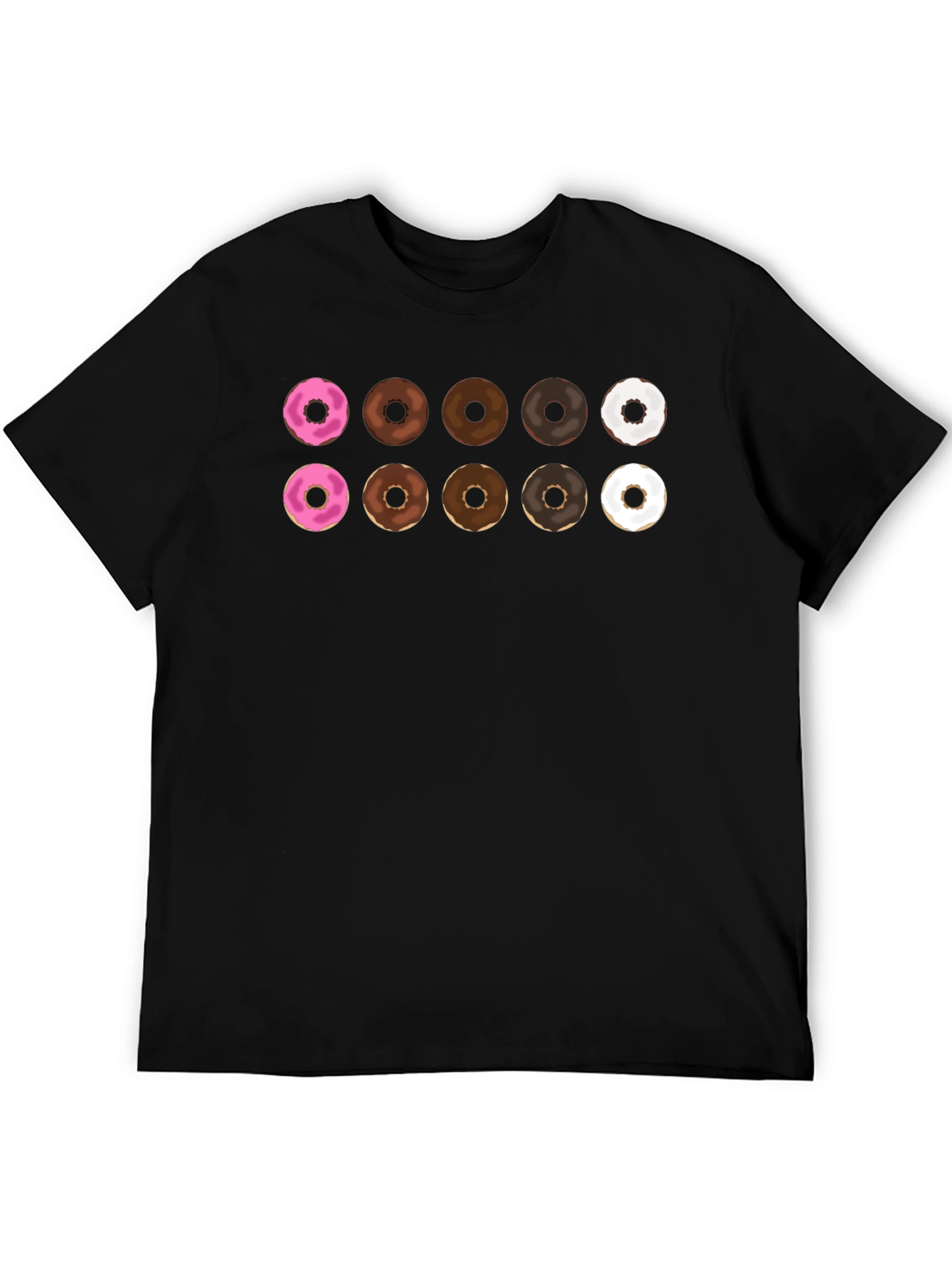 Donut Pattern Black T-Shirt Casual Wear
