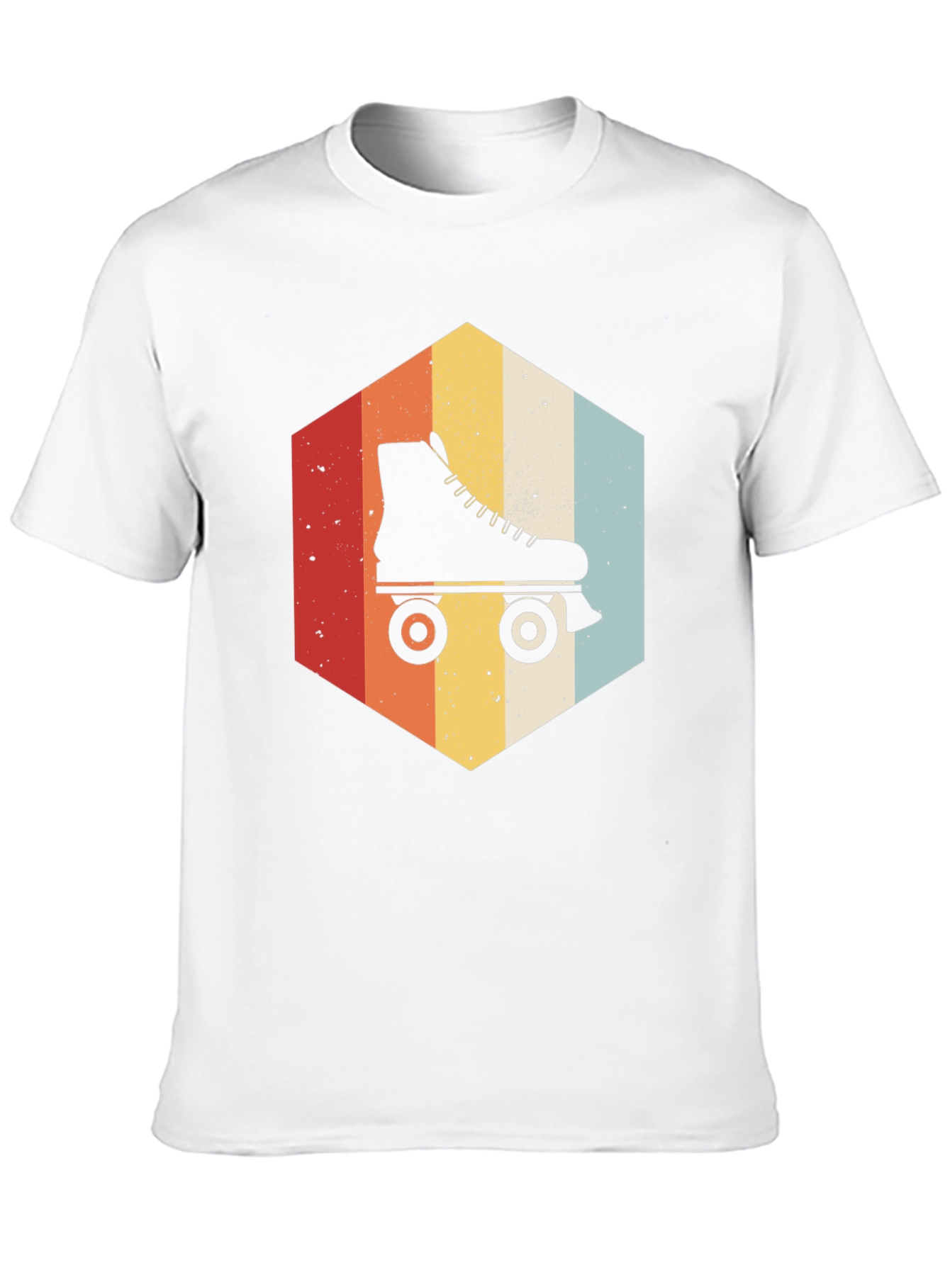 Retro Roller Skate Hexagon Graphic T-Shirt