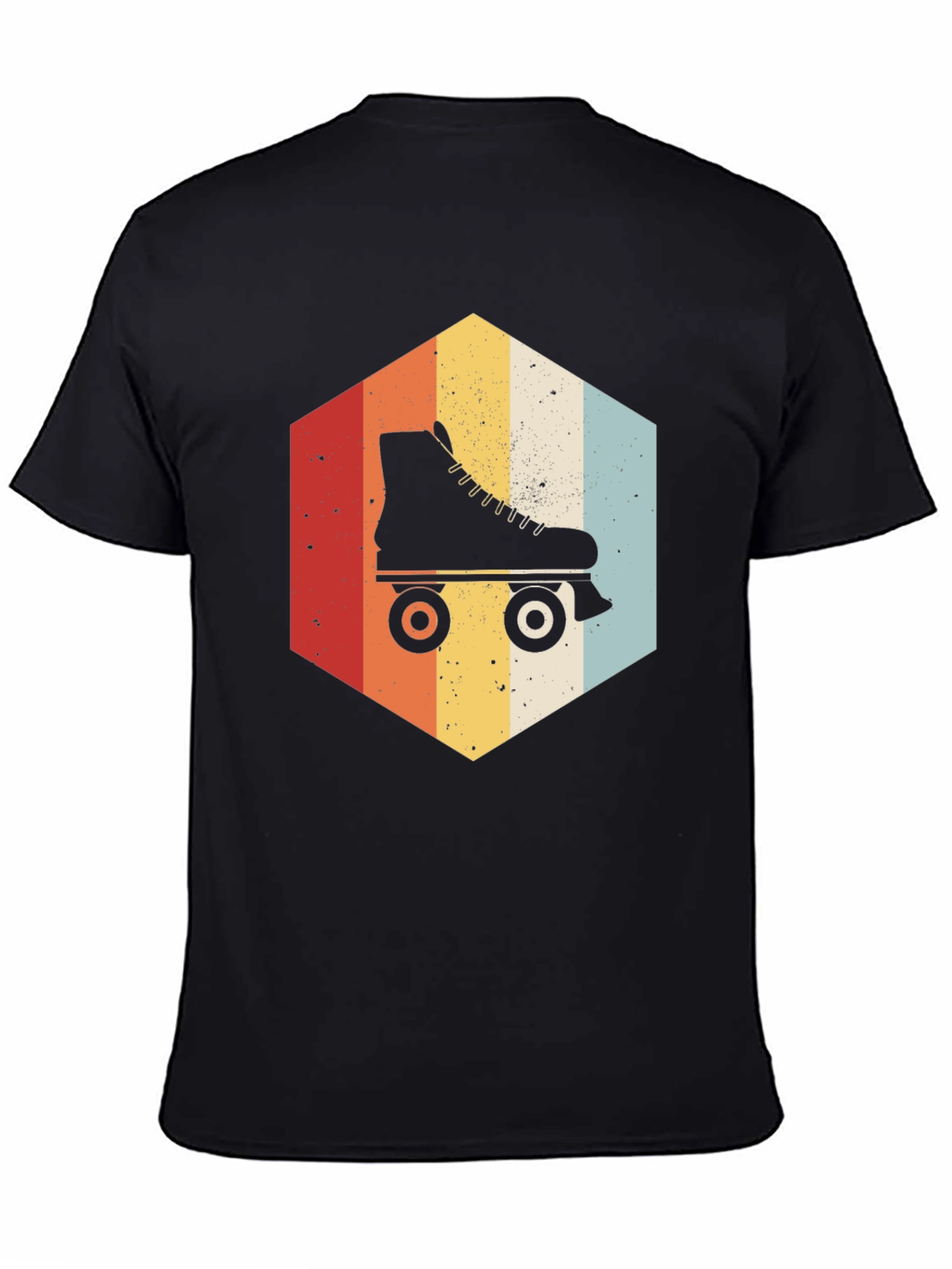 Retro Roller Skate Hexagon Graphic T-Shirt