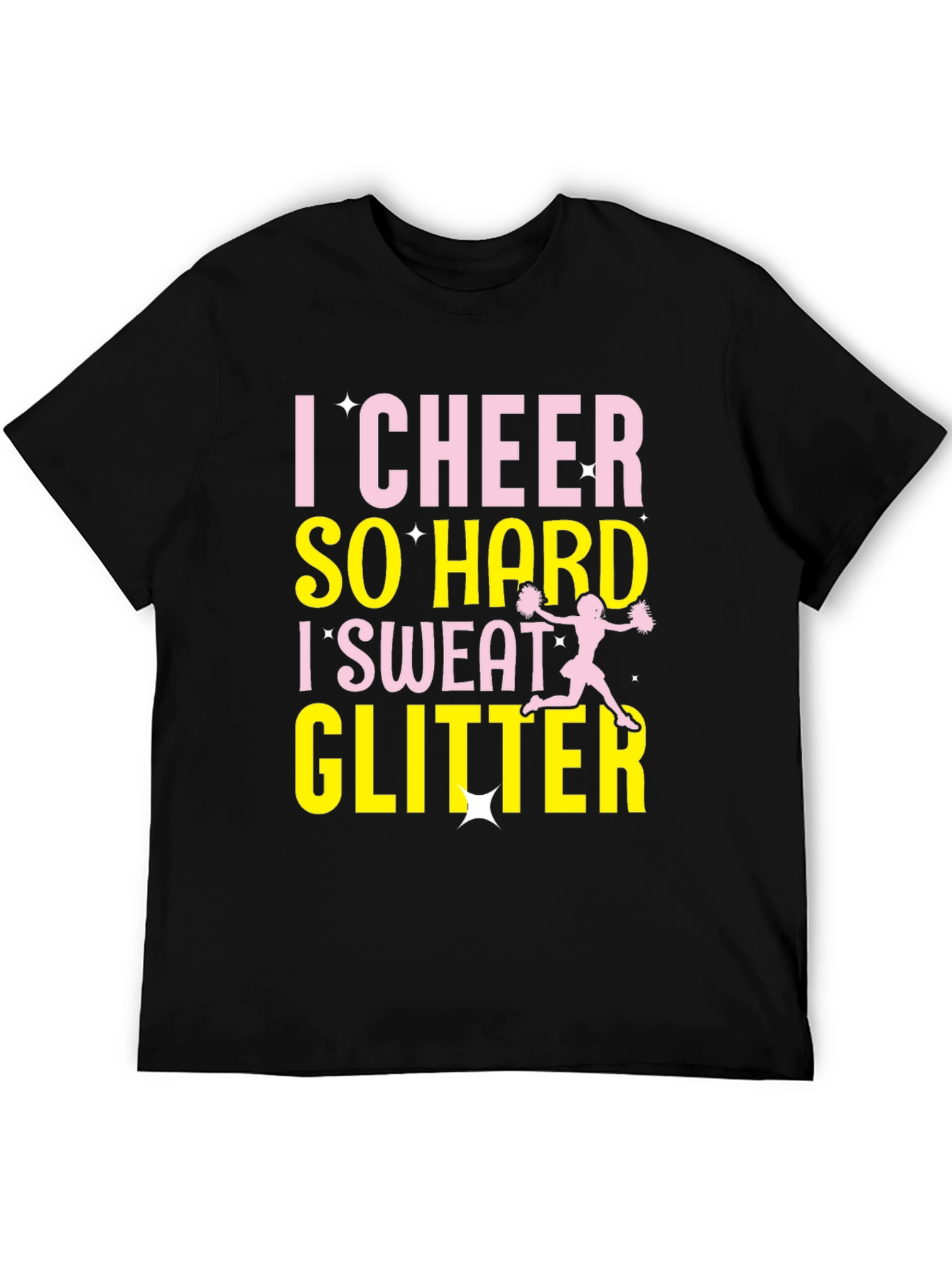 I Cheer So Hard I Sweat Glitter Black T-Shirt